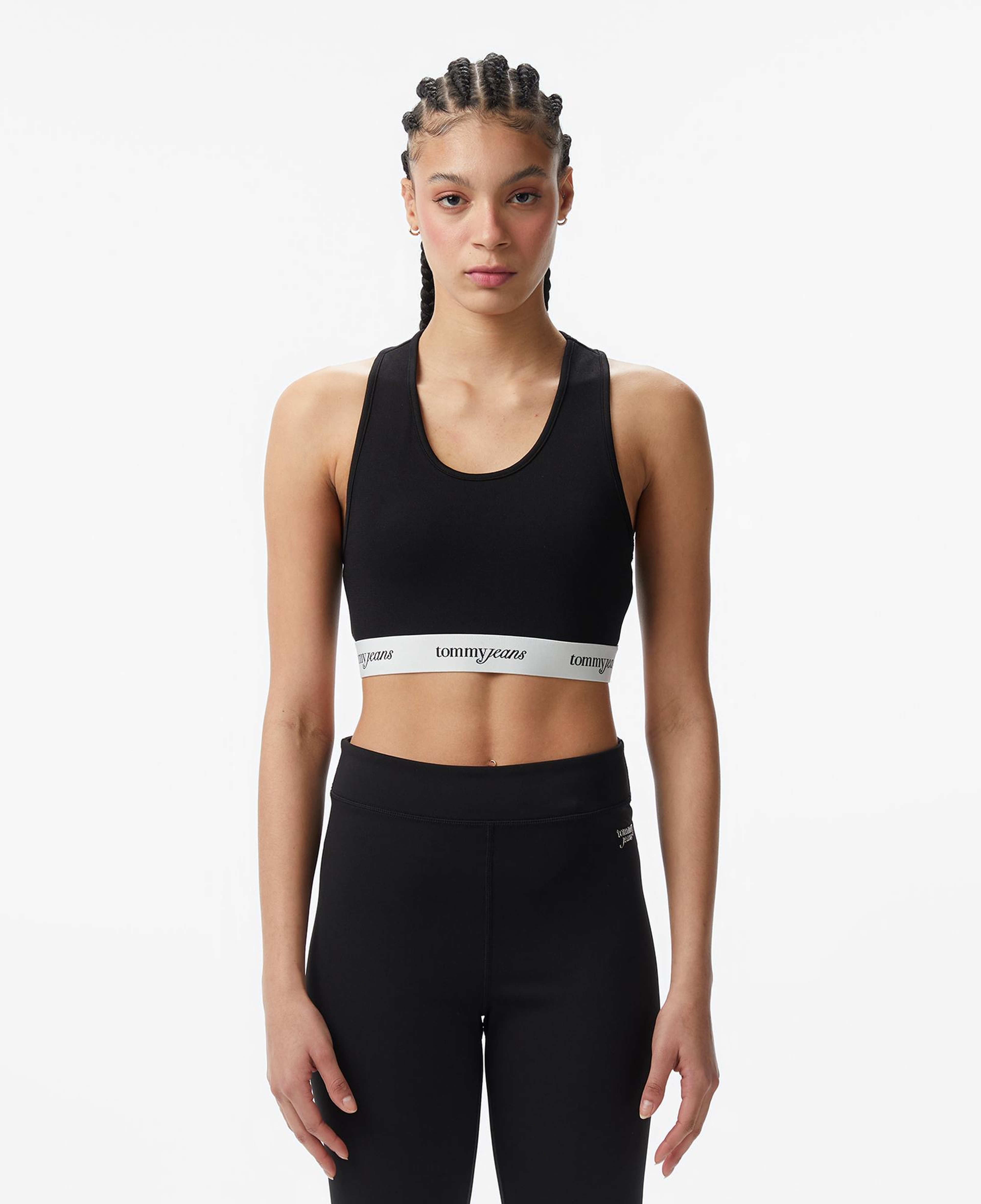 Tommy Hilfiger Logo Tape Kadın Siyah T-Shirt