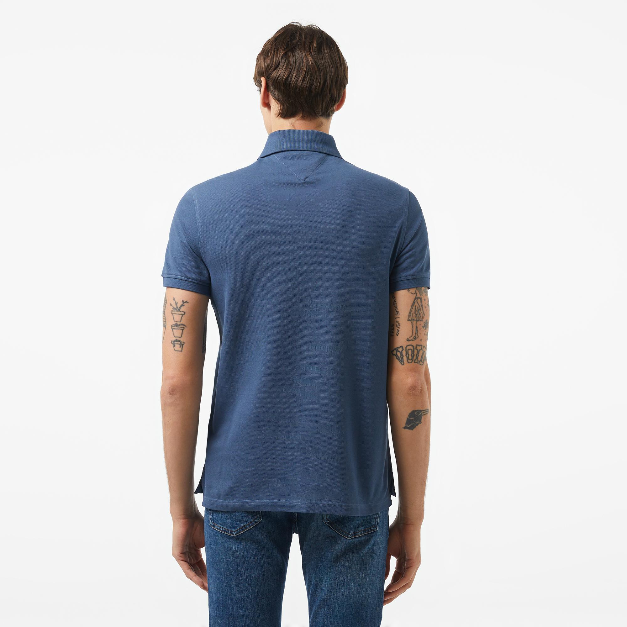 Tommy Hilfiger Nos Erkek Mavi Polo Yaka T-Shirt