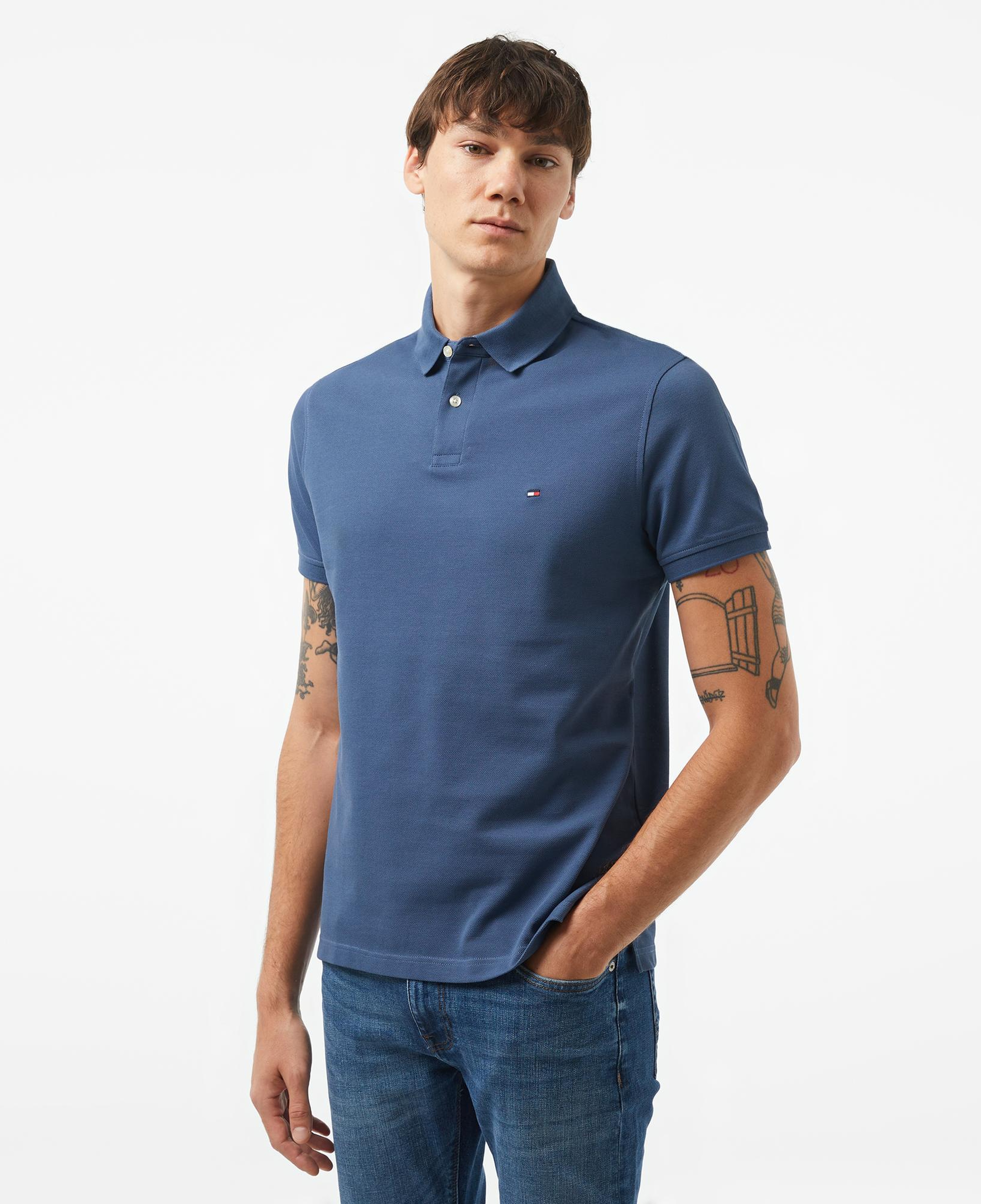 Tommy Hilfiger Nos Erkek Mavi Polo Yaka T-Shirt