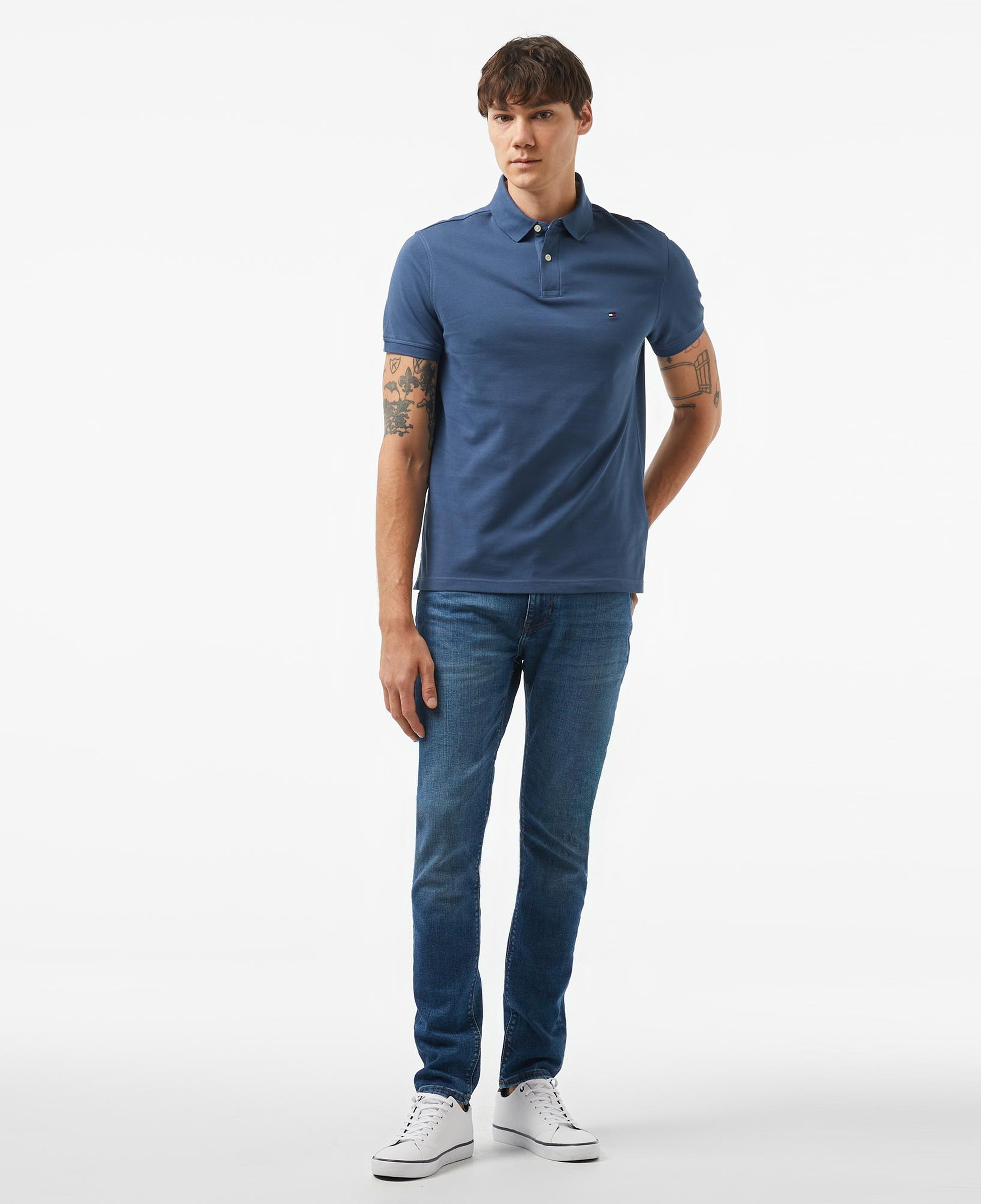 Tommy Hilfiger Nos Erkek Mavi Polo Yaka T-Shirt