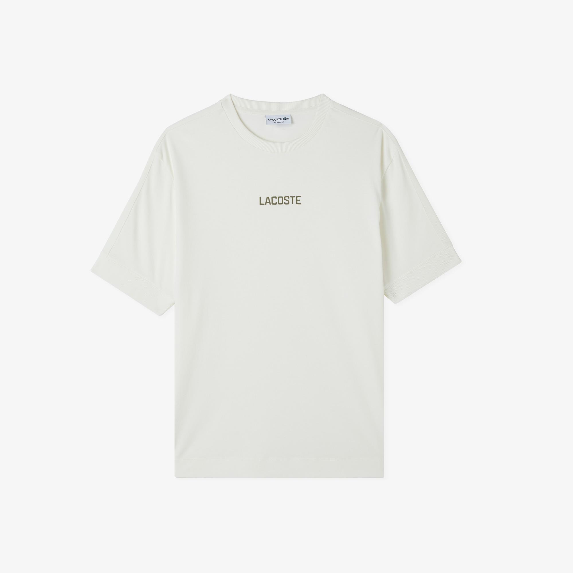 Lacoste Erkek Loose Fit Bisiklet Yaka Baskılı Beyaz T-Shirt