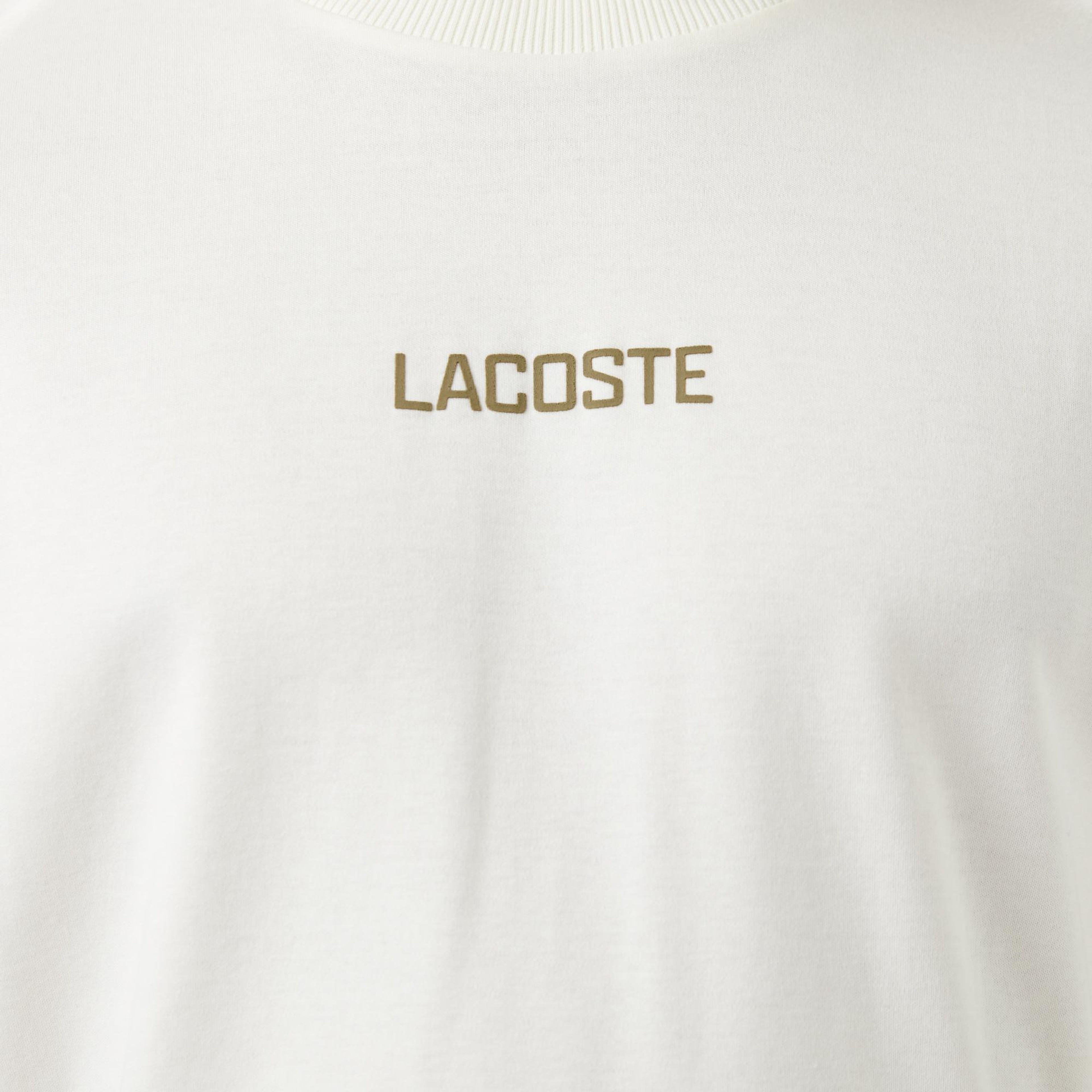 Lacoste Erkek Loose Fit Bisiklet Yaka Baskılı Beyaz T-Shirt