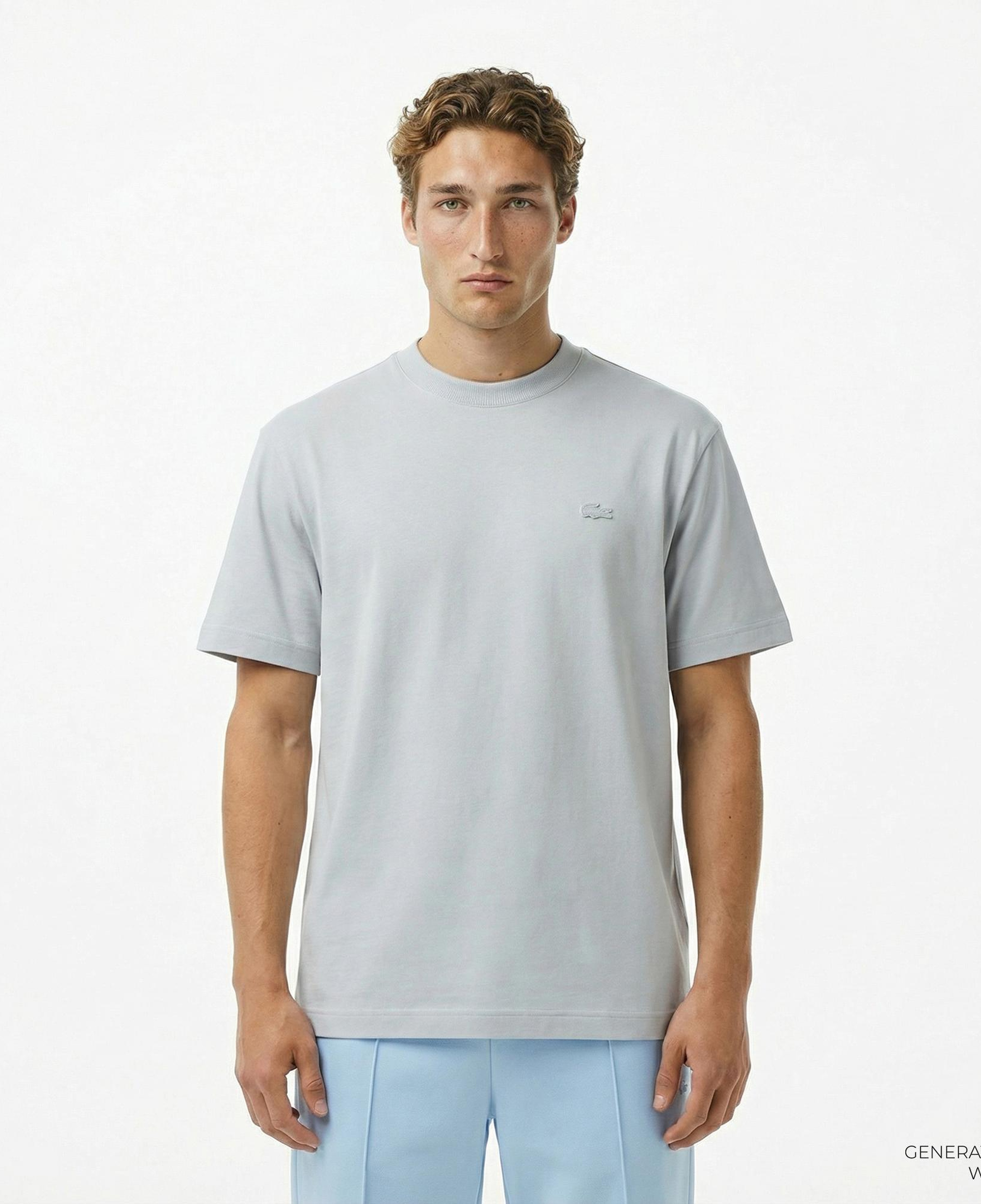 Lacoste Erkek Relaxed Fit Bisiklet Yaka Gri T-Shirt