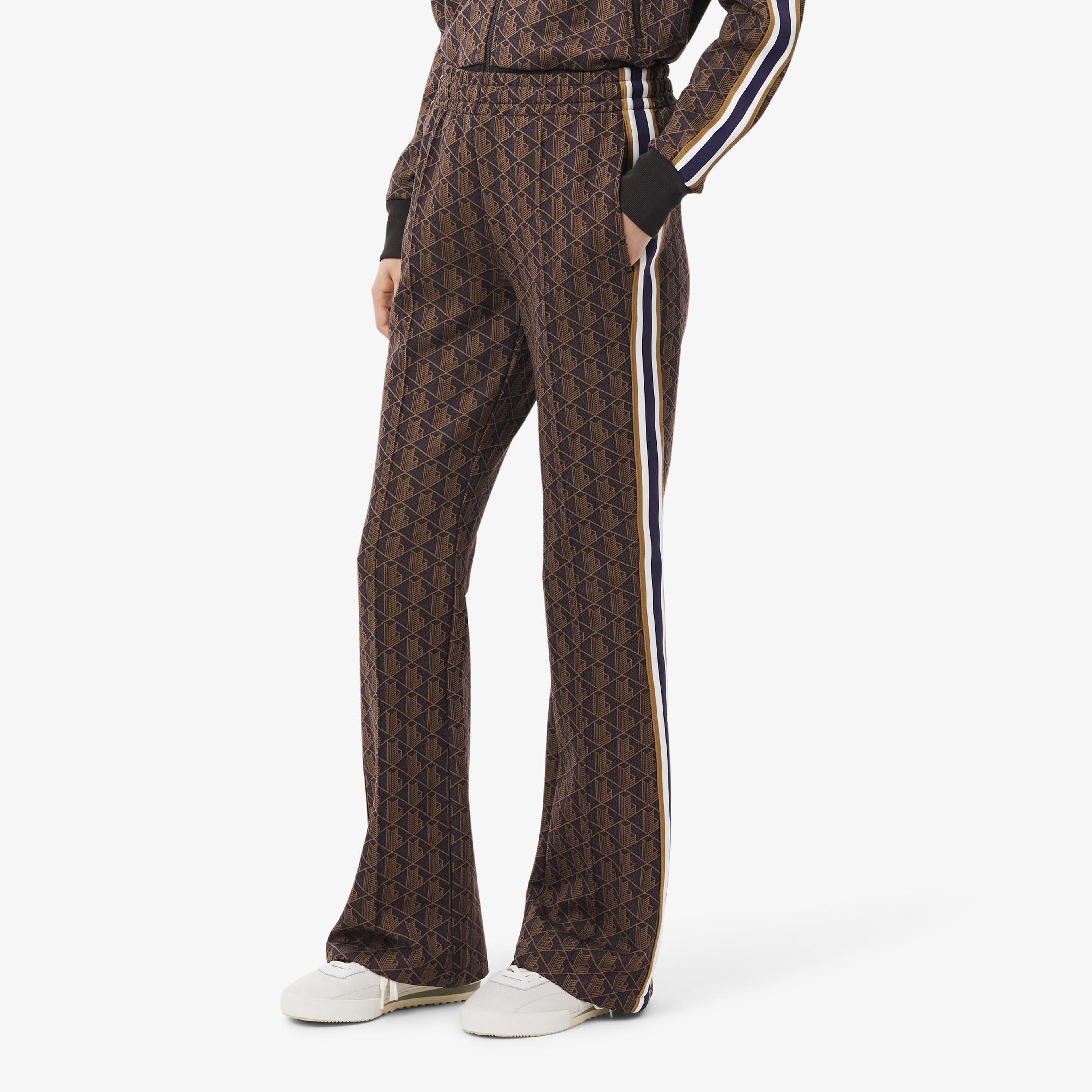 Lacoste Kadın Flare Fit Monogram Kahverengi Eşofman Altı