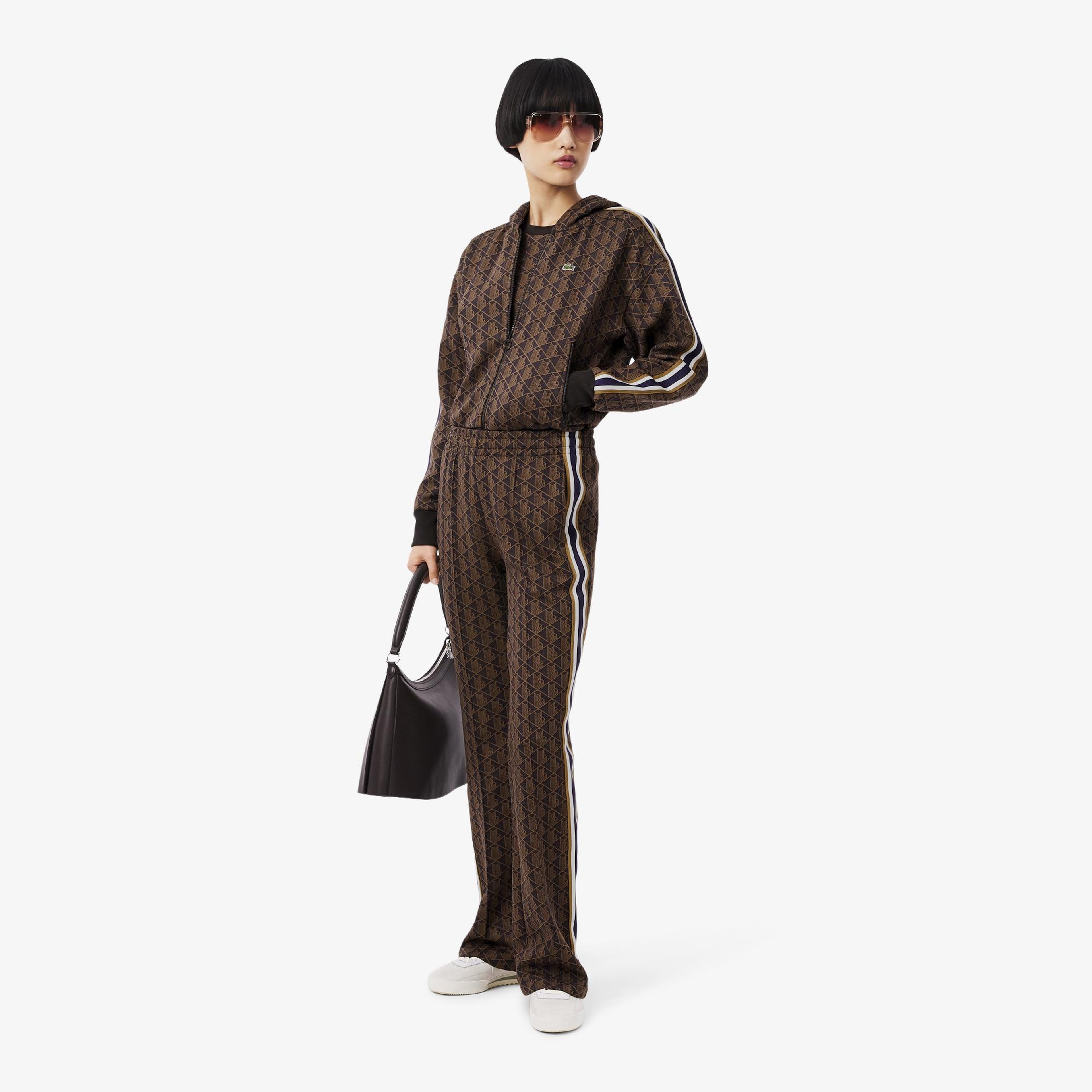 Lacoste Kadın Flare Fit Monogram Kahverengi Eşofman Altı