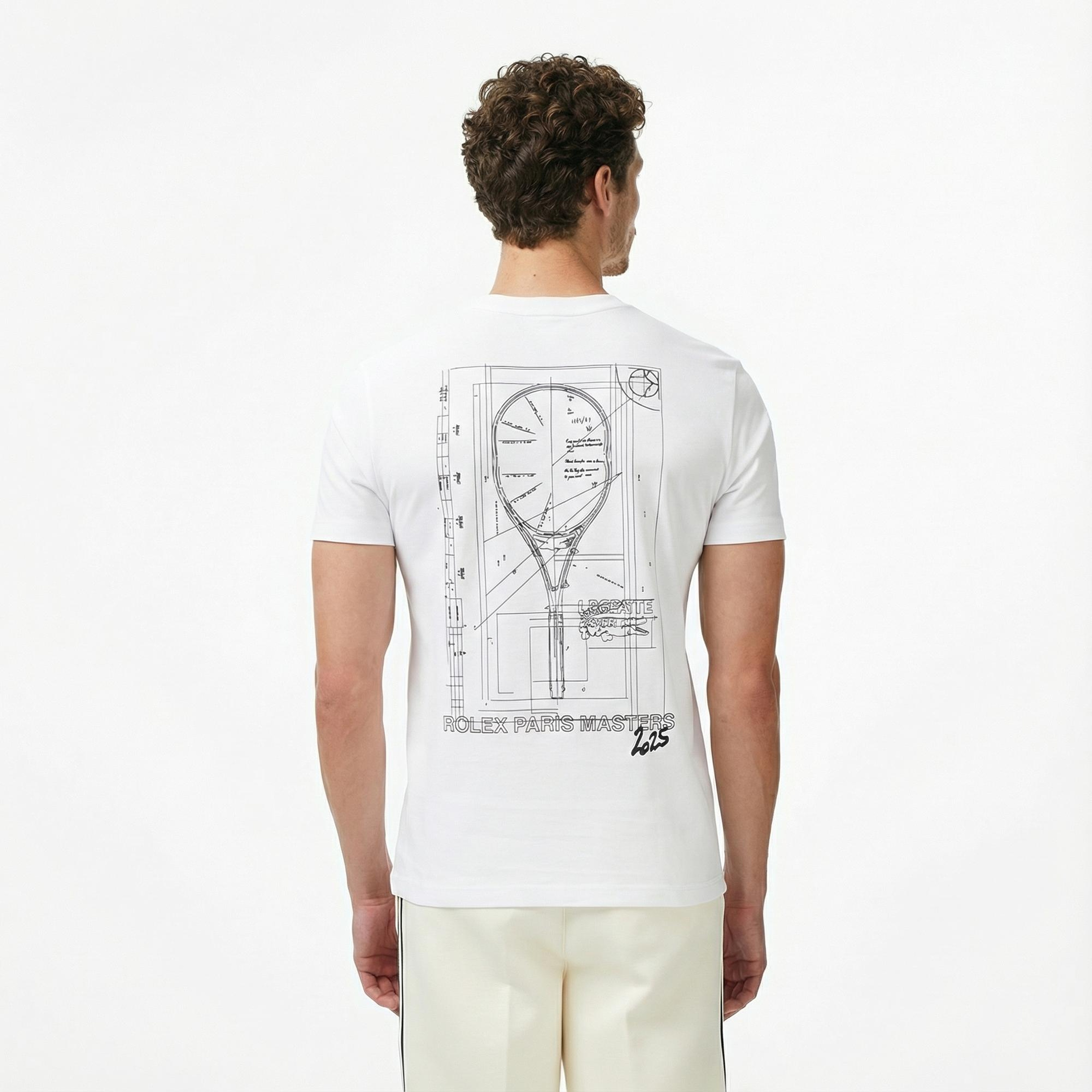 Lacoste x Rolex Paris Unisex Regular Fit Bisiklet Yaka Beyaz T-Shirt