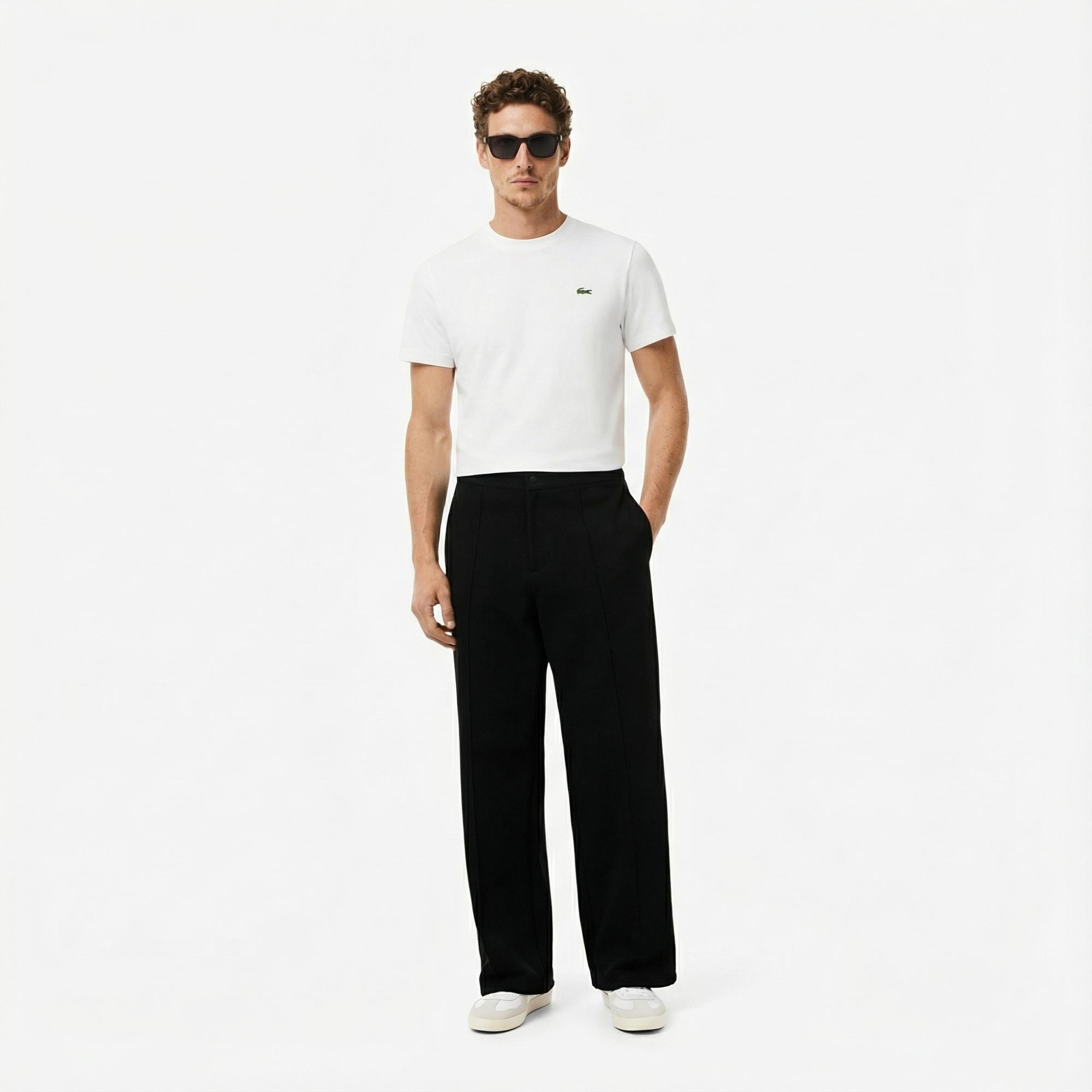 Lacoste x Rolex Paris Unisex Regular Fit Bisiklet Yaka Beyaz T-Shirt