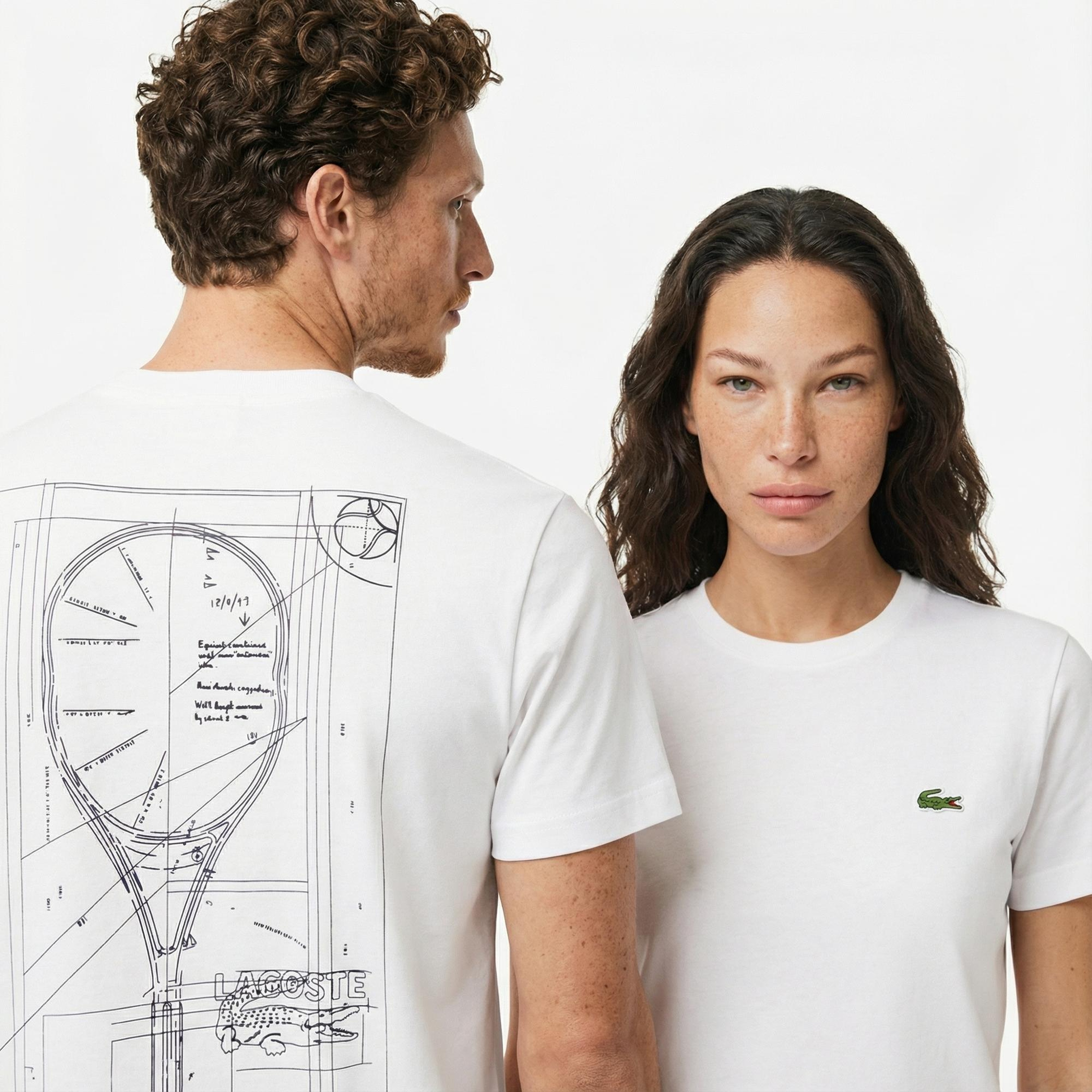 Lacoste x Rolex Paris Unisex Regular Fit Bisiklet Yaka Beyaz T-Shirt