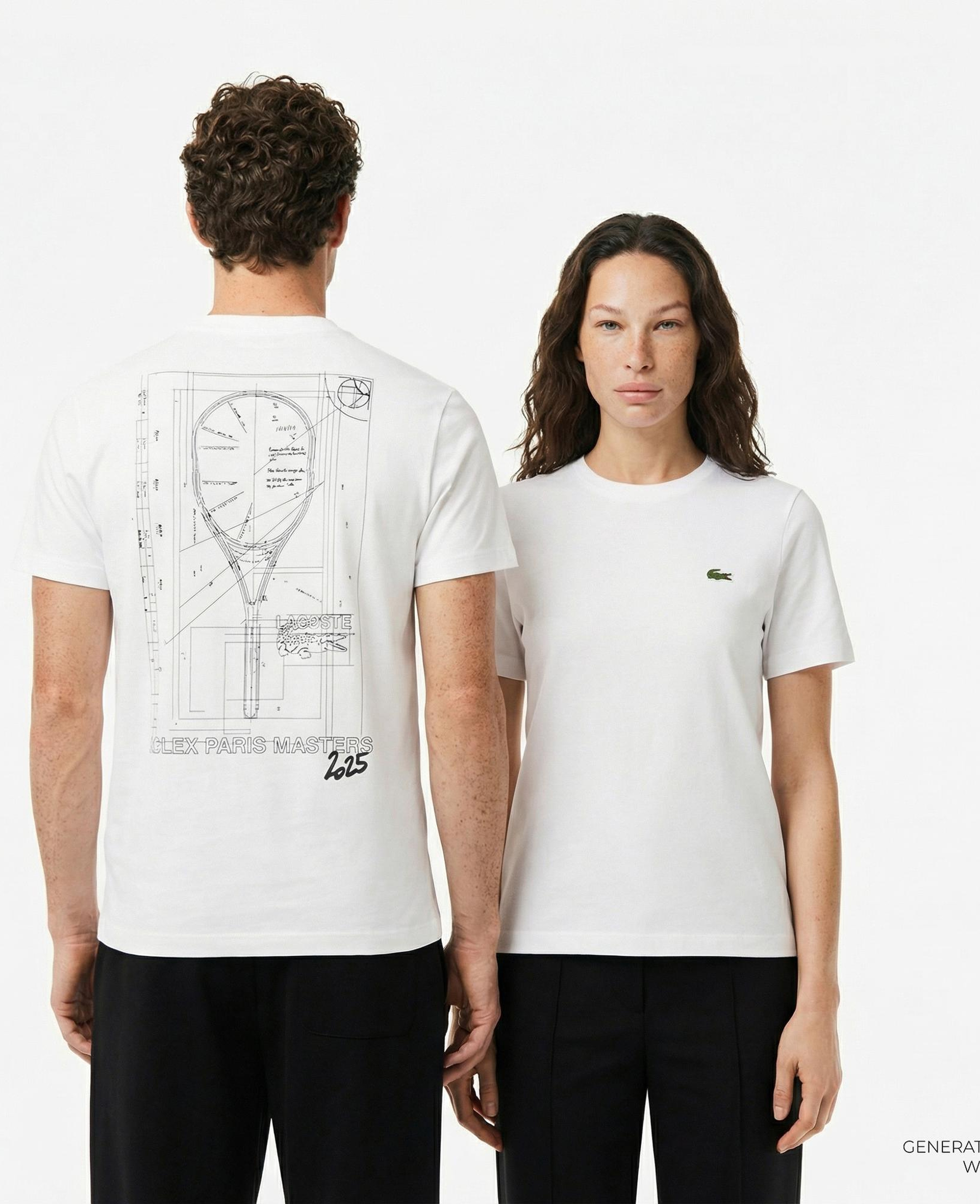Lacoste x Rolex Paris Unisex Regular Fit Bisiklet Yaka Beyaz T-Shirt