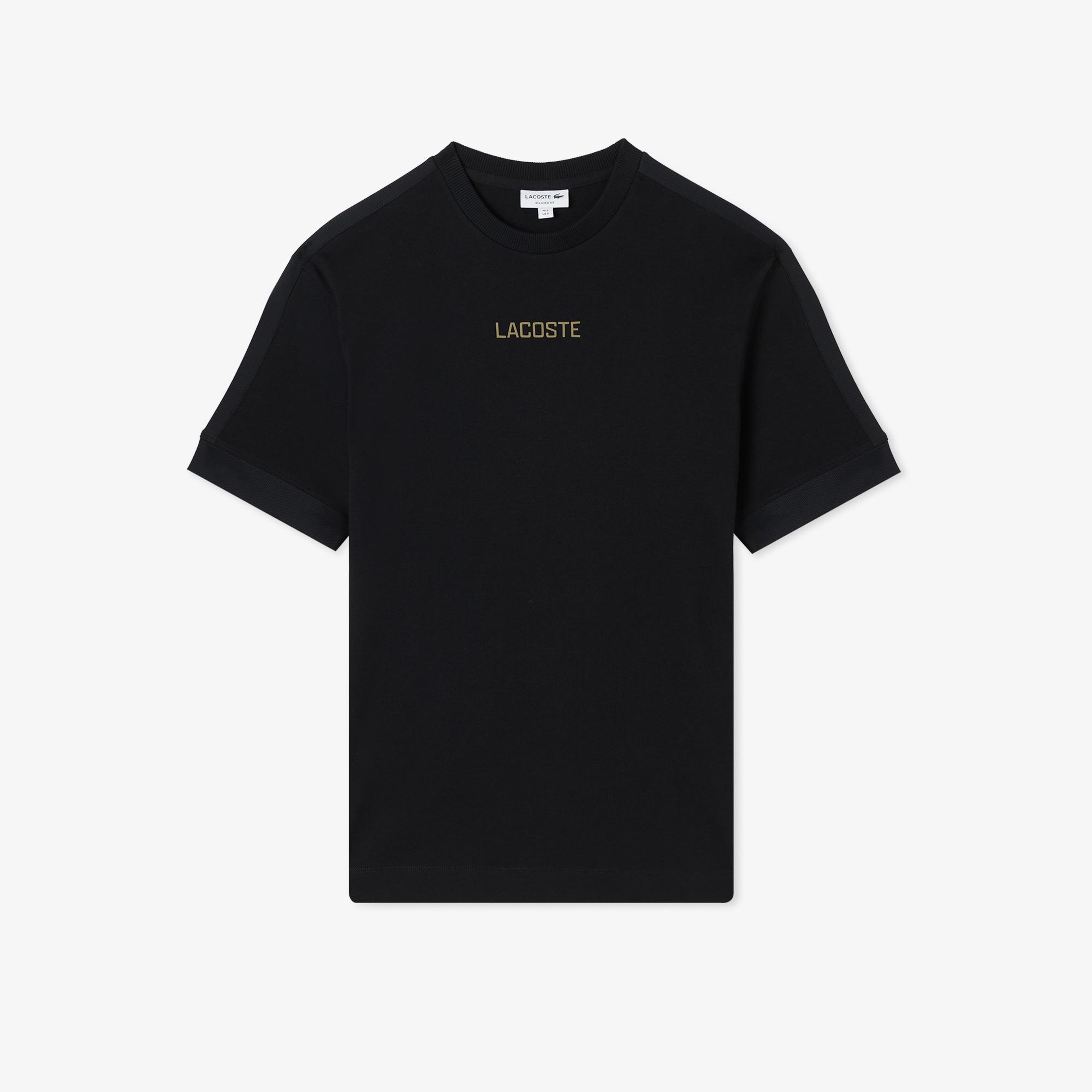 Lacoste Erkek Loose Fit Bisiklet Yaka Baskılı Siyah T-Shirt