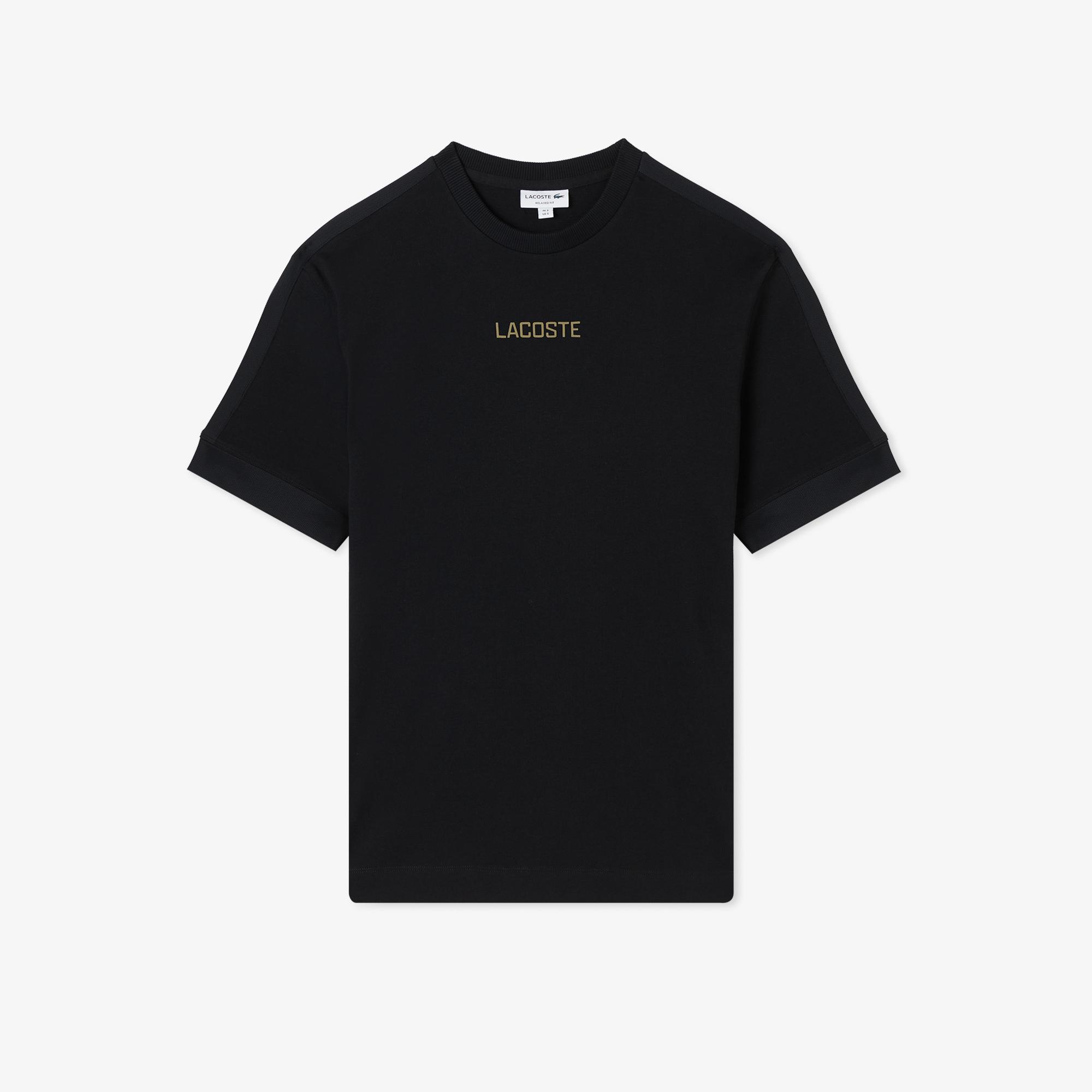 Lacoste Erkek Loose Fit Bisiklet Yaka Baskılı Siyah T-Shirt
