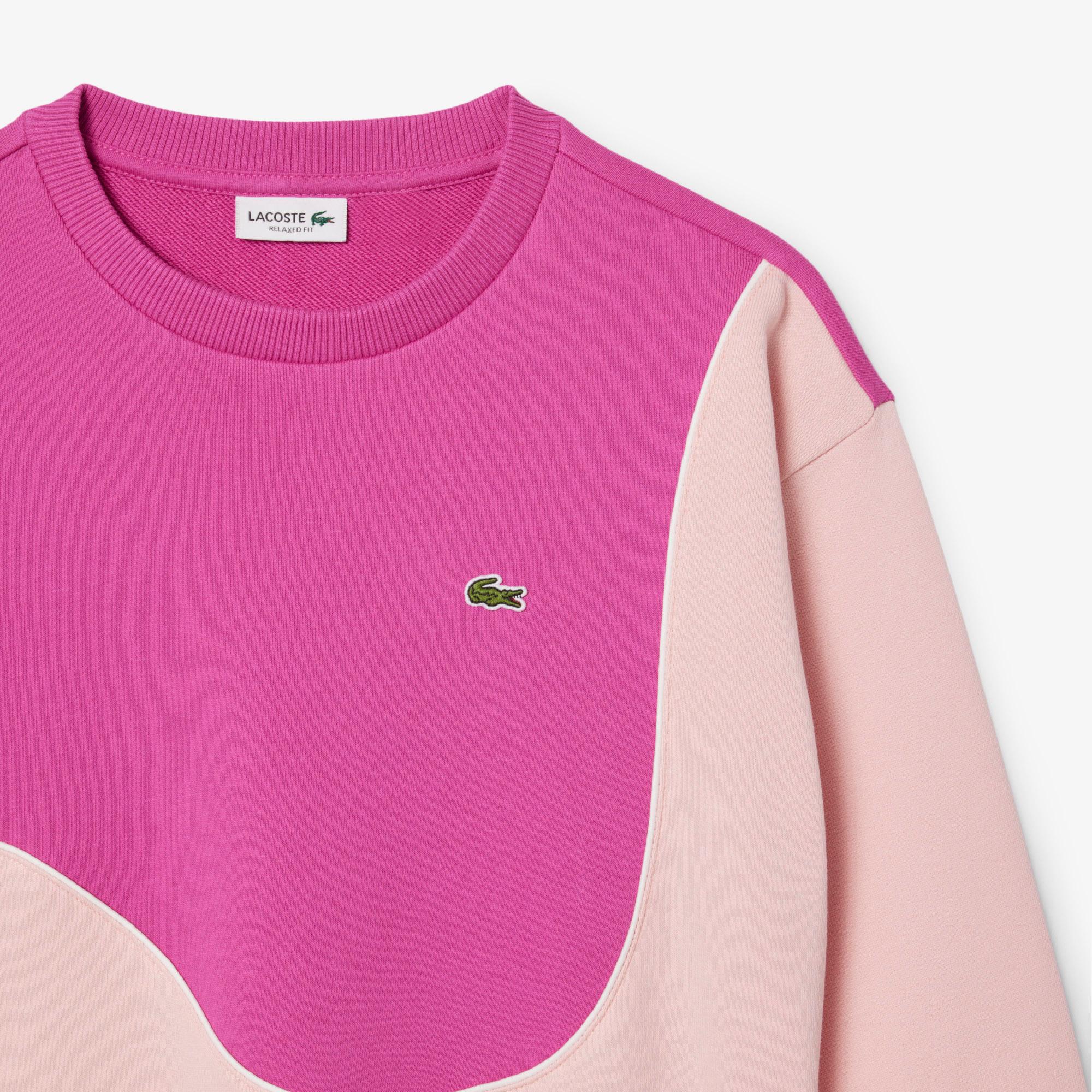 Lacoste Çocuk Bisiklet Yaka Renk Bloklu Pembe Sweatshirt