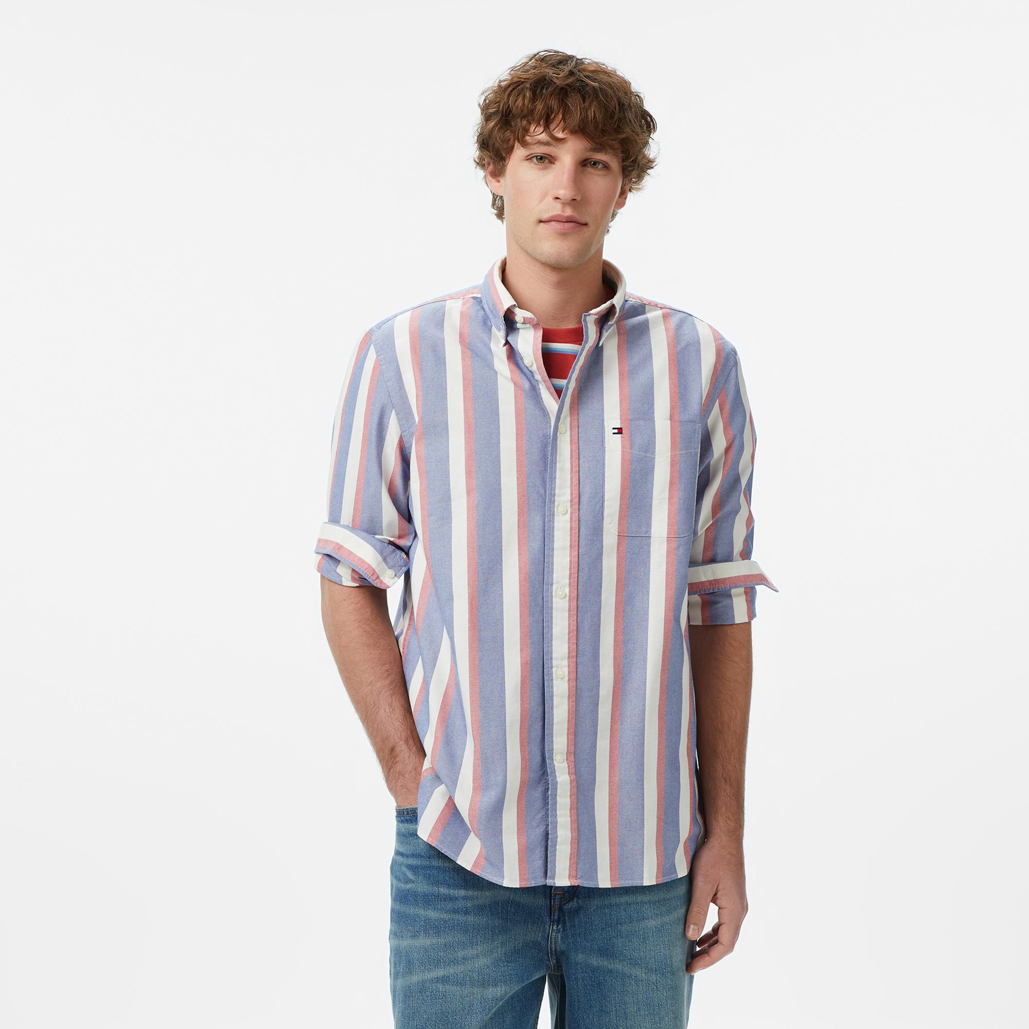 Tommy Hilfiger Seasonal Pattern Erkek Mavi Gömlek