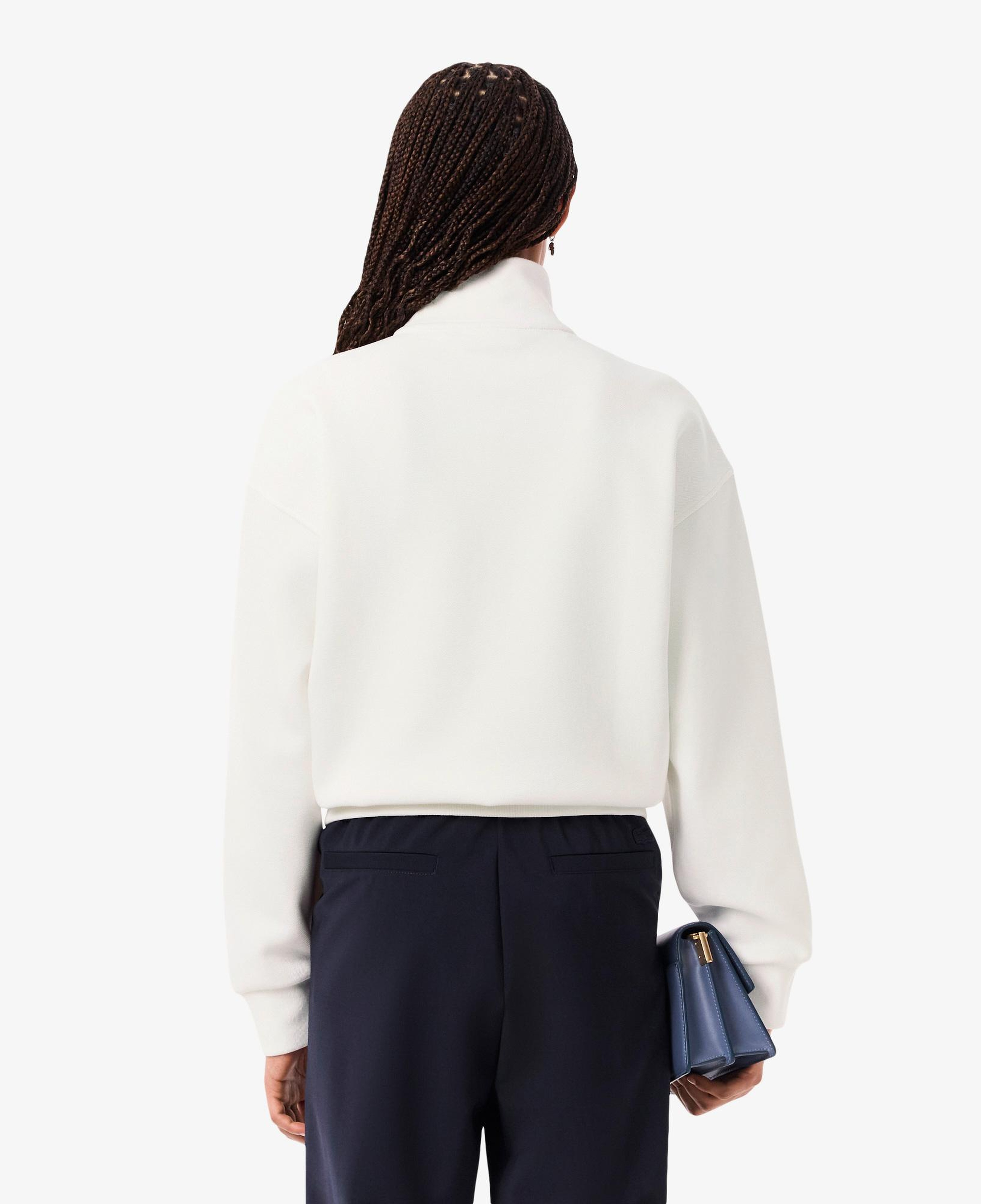 Lacoste Kadın Relaxed Fit Yarım Fermuarlı Beyaz Sweatshirt