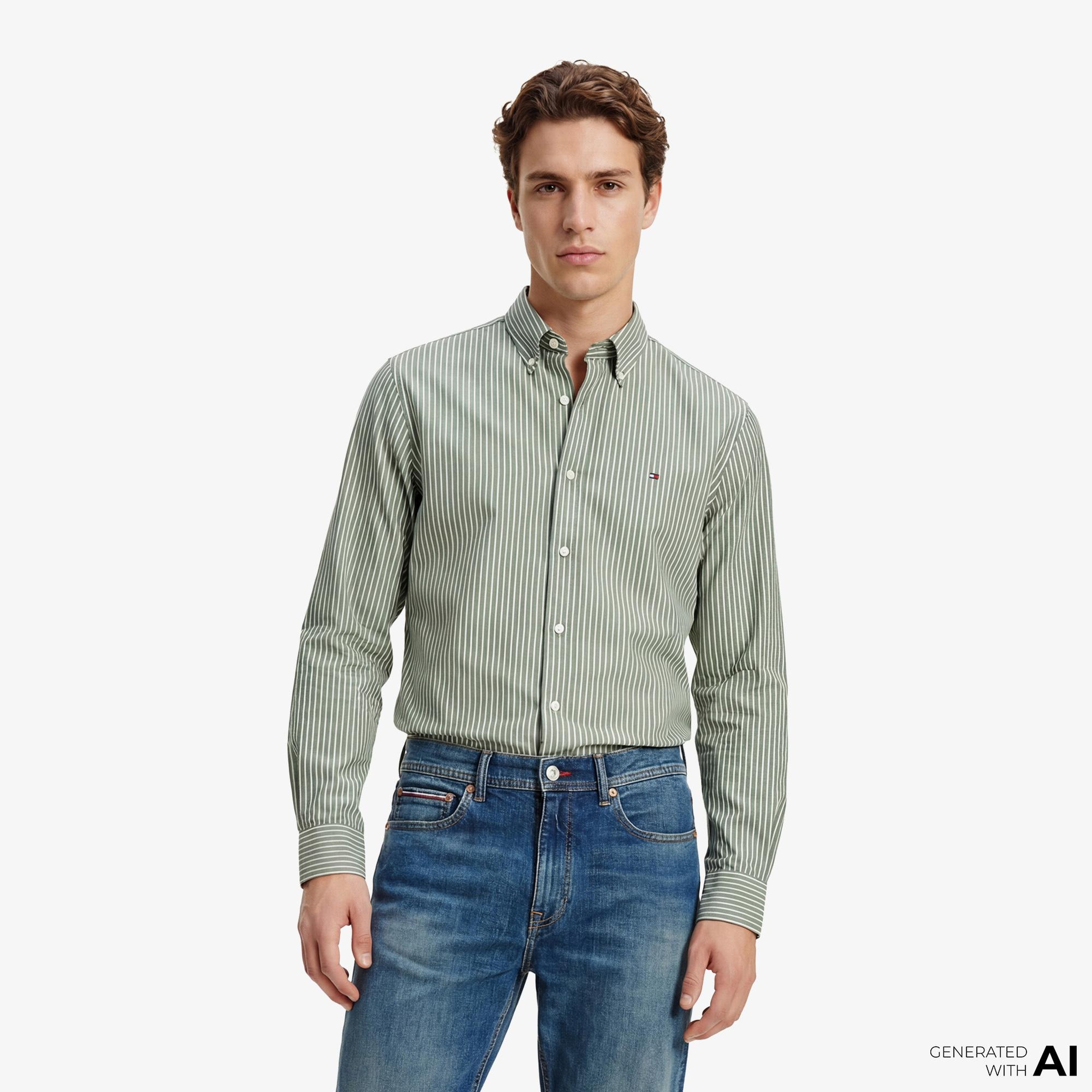 Tommy Hilfiger Core Essentials Erkek Yeşil Gömlek