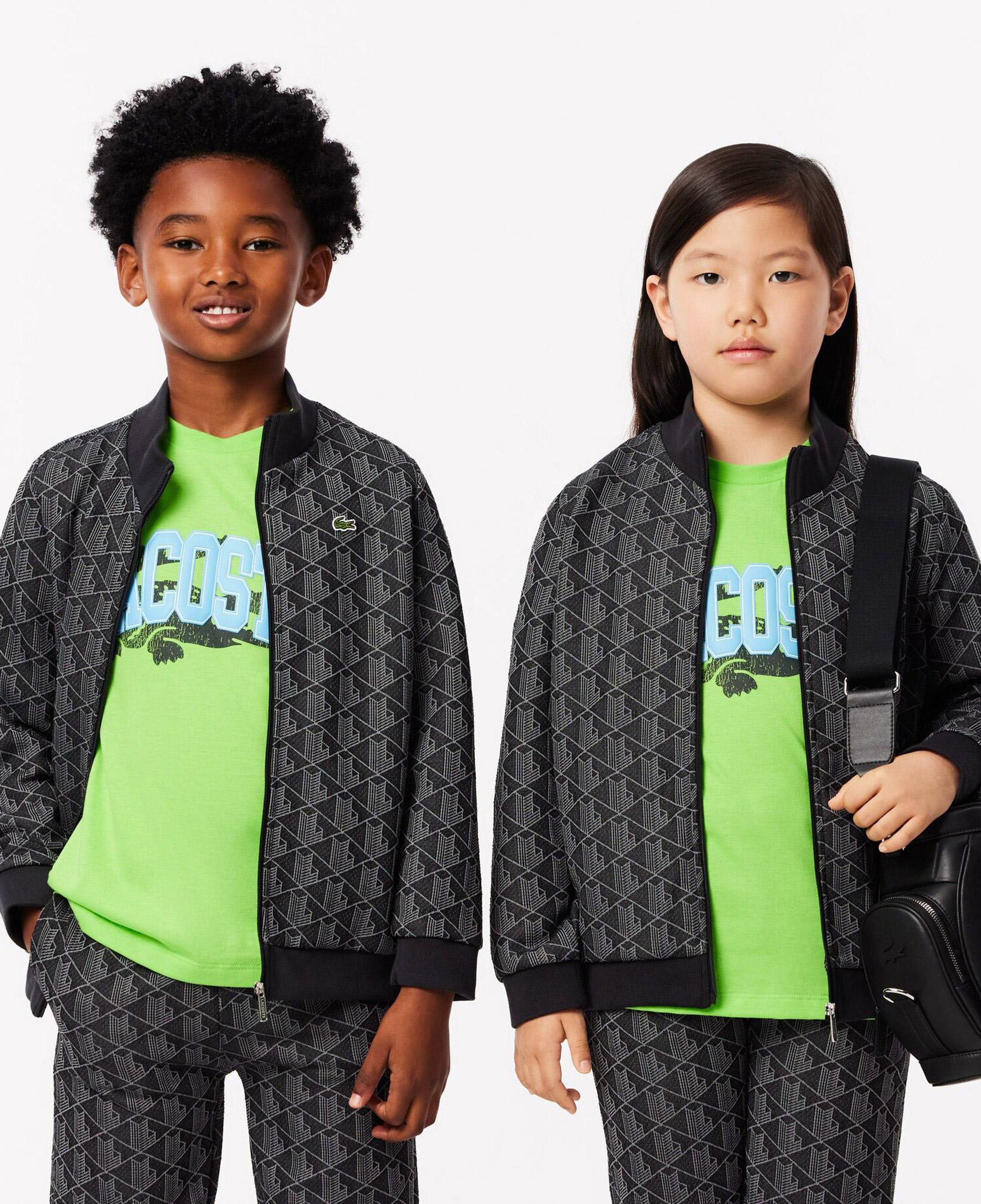 Lacoste Çocuk Fermuarlı Monogram Siyah Sweatshirt