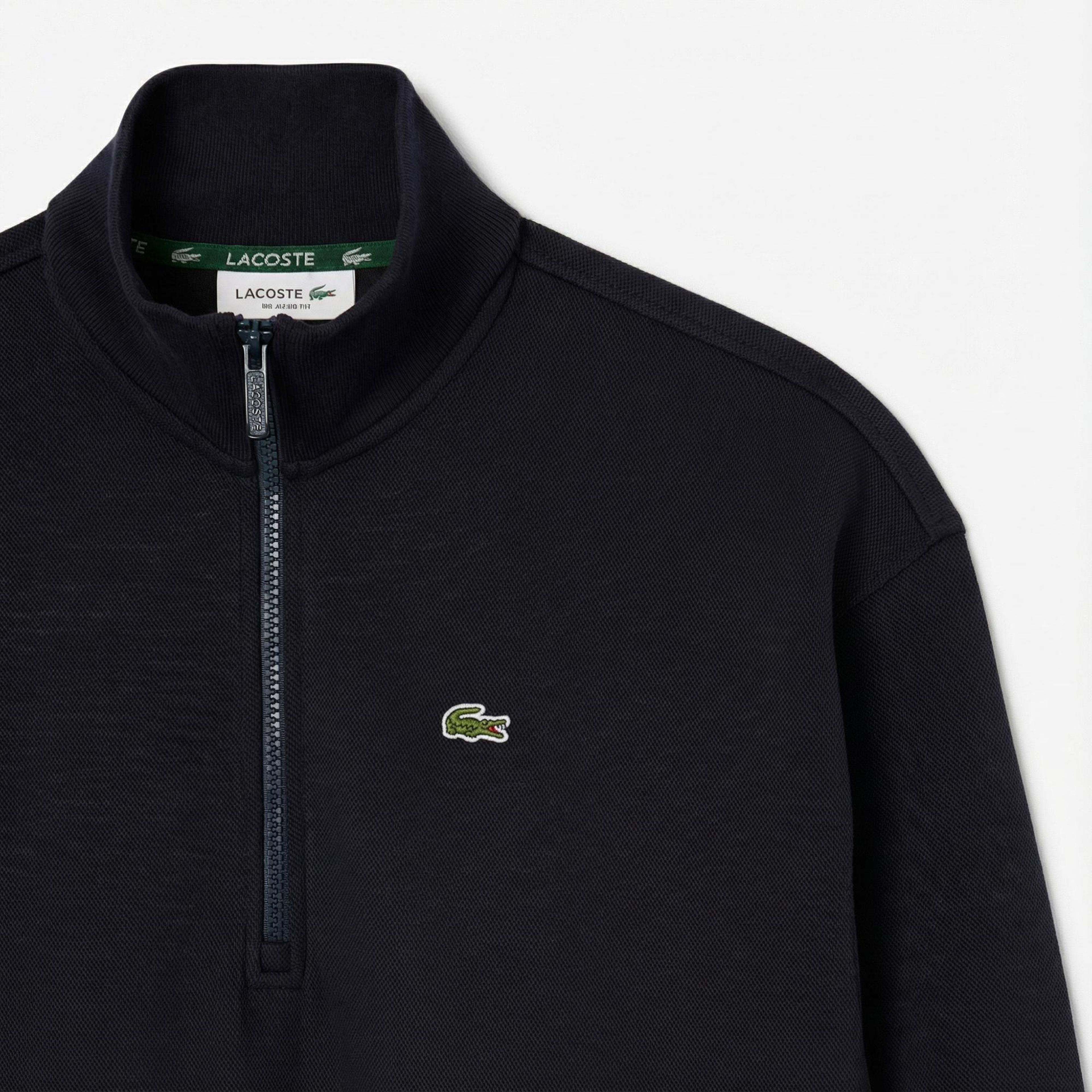 Lacoste Kadın Relaxed Fit Yarım Fermuarlı Lacivert Sweatshirt