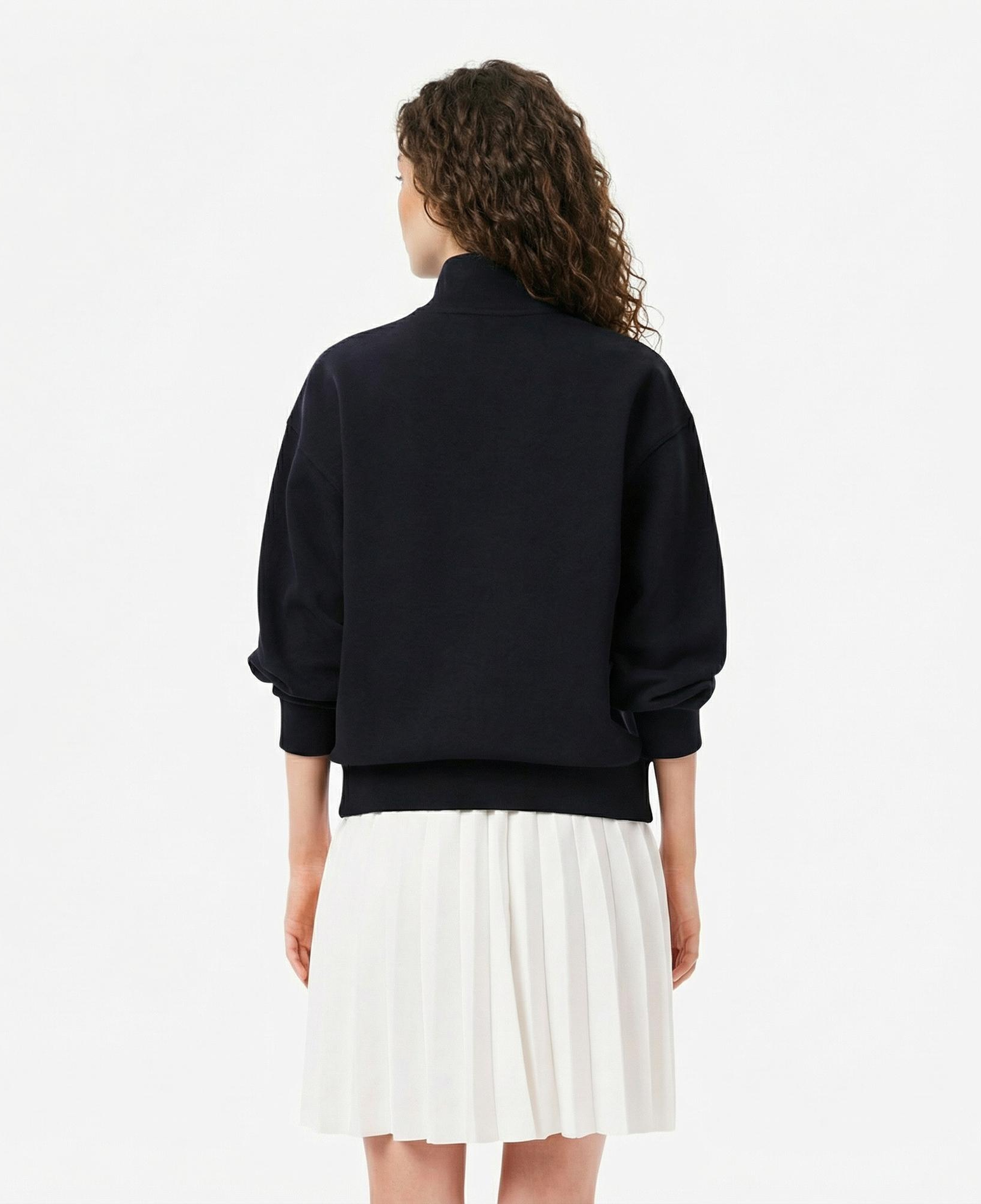 Lacoste Kadın Relaxed Fit Yarım Fermuarlı Lacivert Sweatshirt