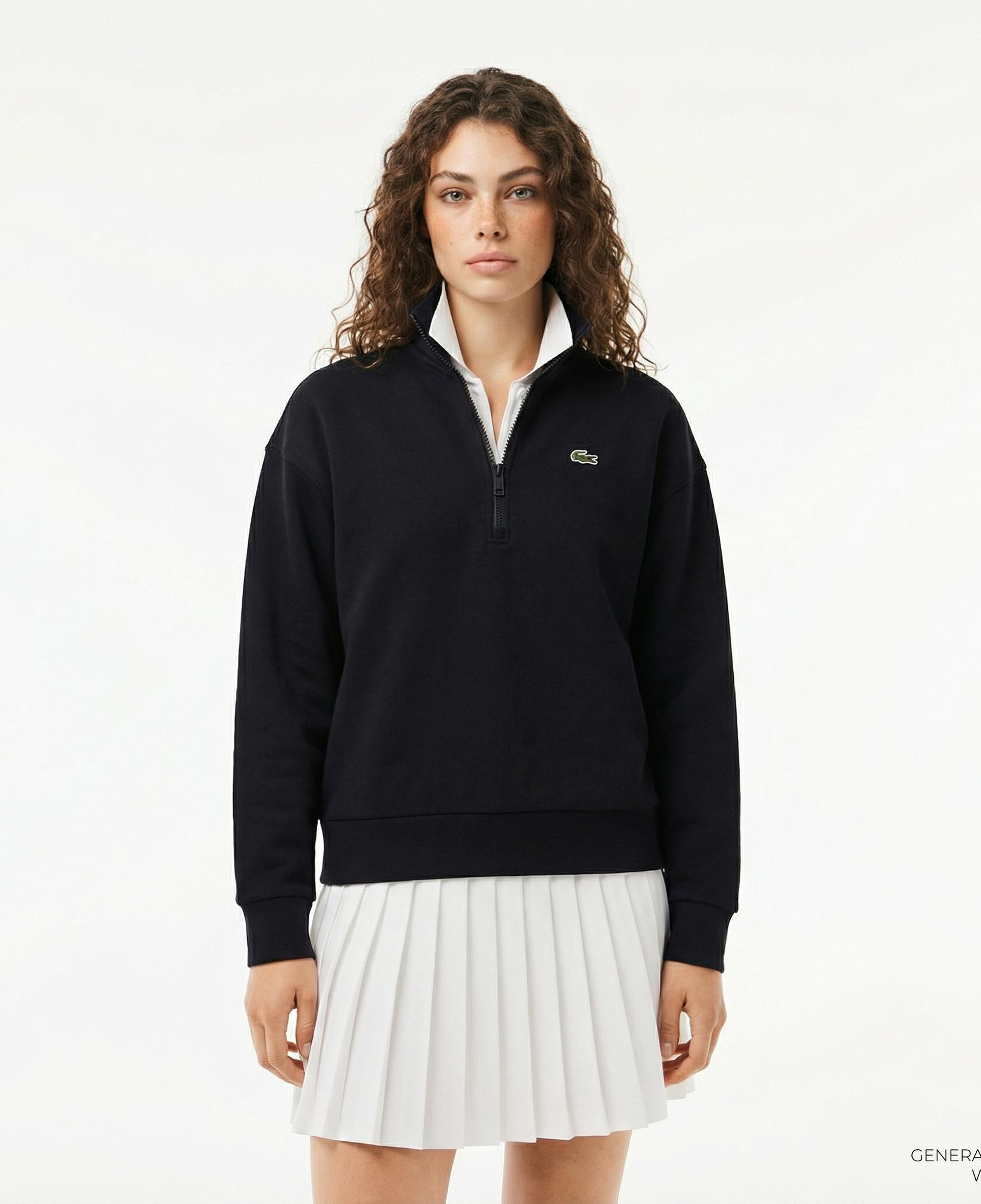 Lacoste Kadın Relaxed Fit Yarım Fermuarlı Lacivert Sweatshirt