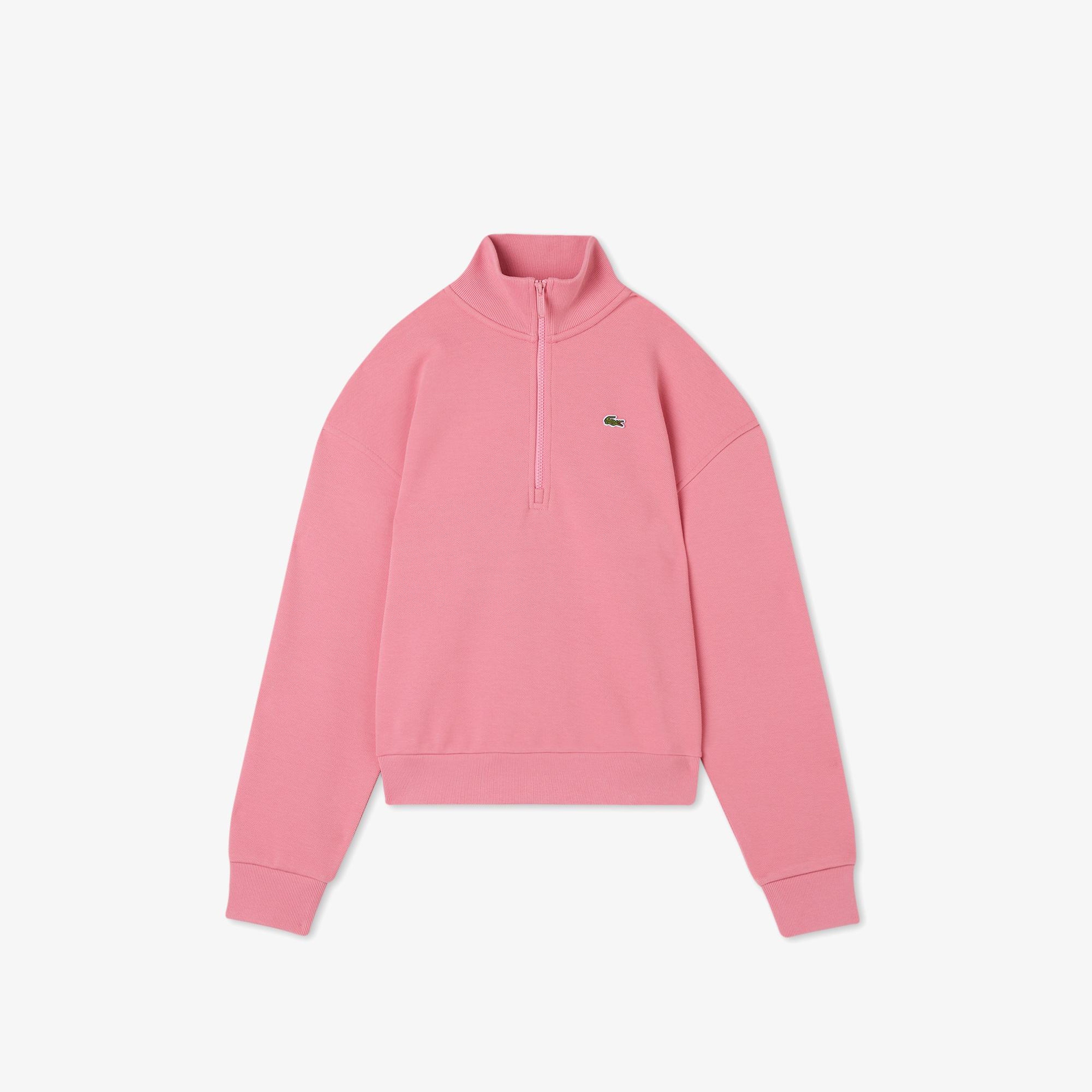 Lacoste Kadın Relaxed Fit Yarım Fermuarlı Pembe Sweatshirt