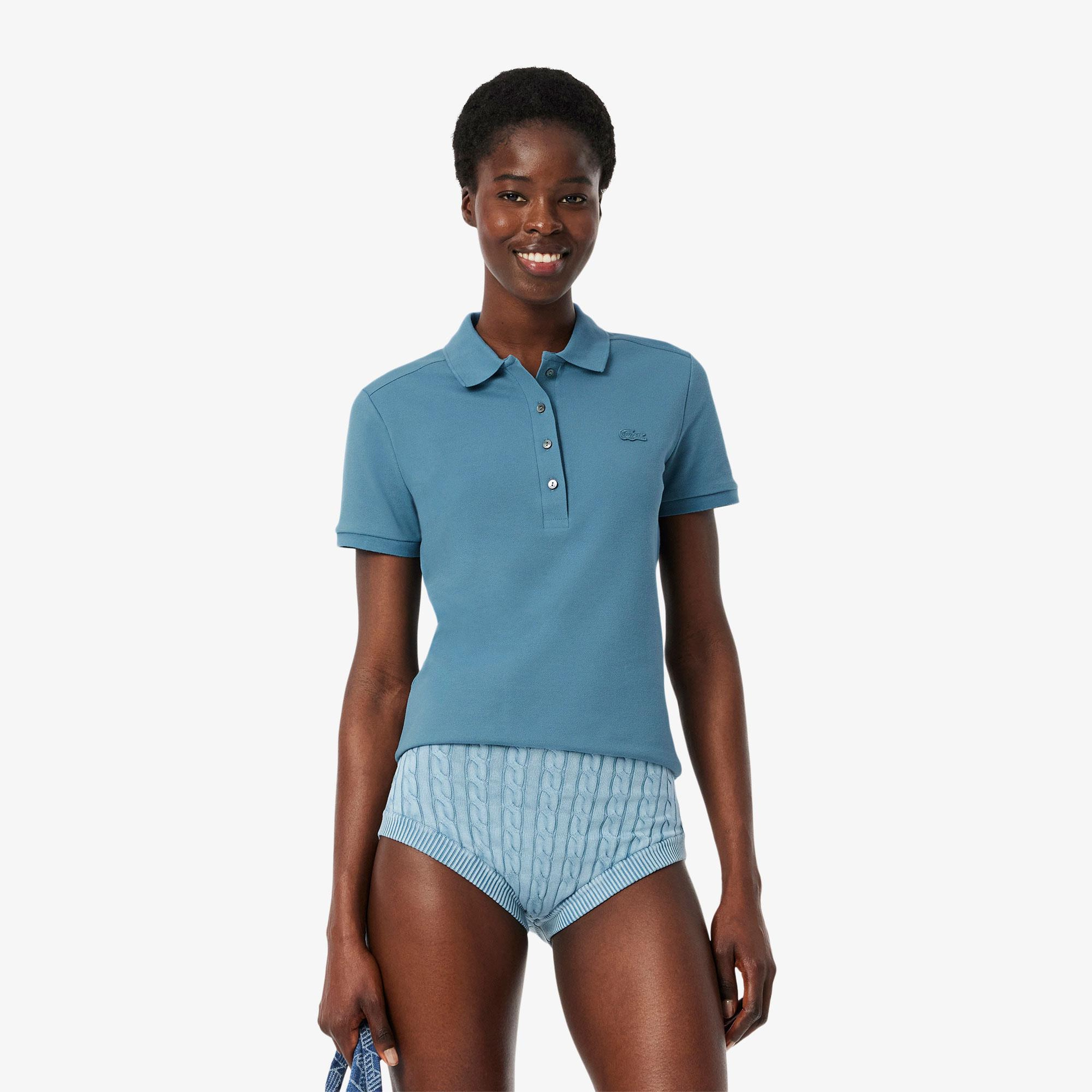 Lacoste L.12.D Kadın Slim Fit Mavi Polo