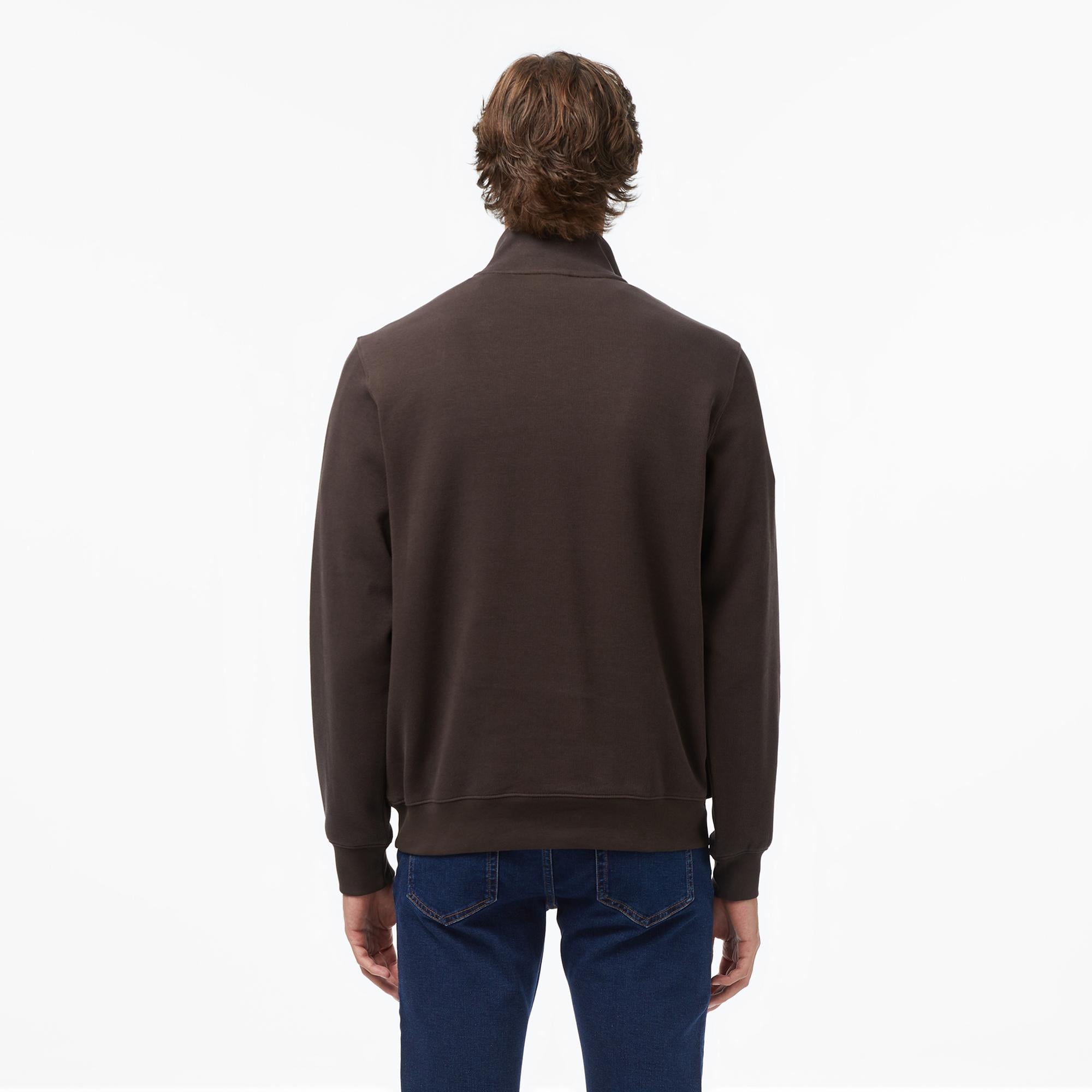 Lacoste Erkek Classic Fit Yarım Fermuarlı Kahverengi Sweatshirt