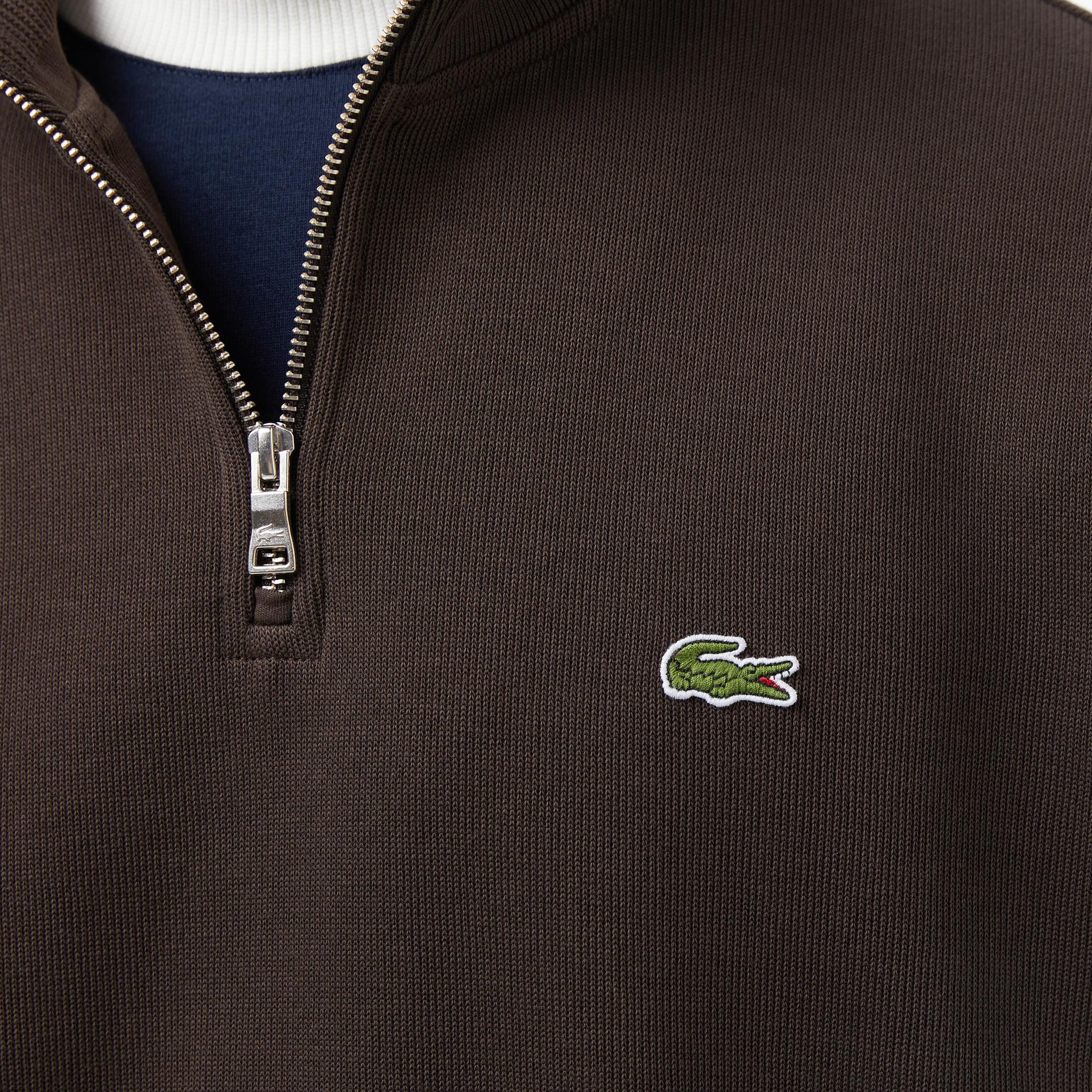 Lacoste Erkek Classic Fit Yarım Fermuarlı Kahverengi Sweatshirt