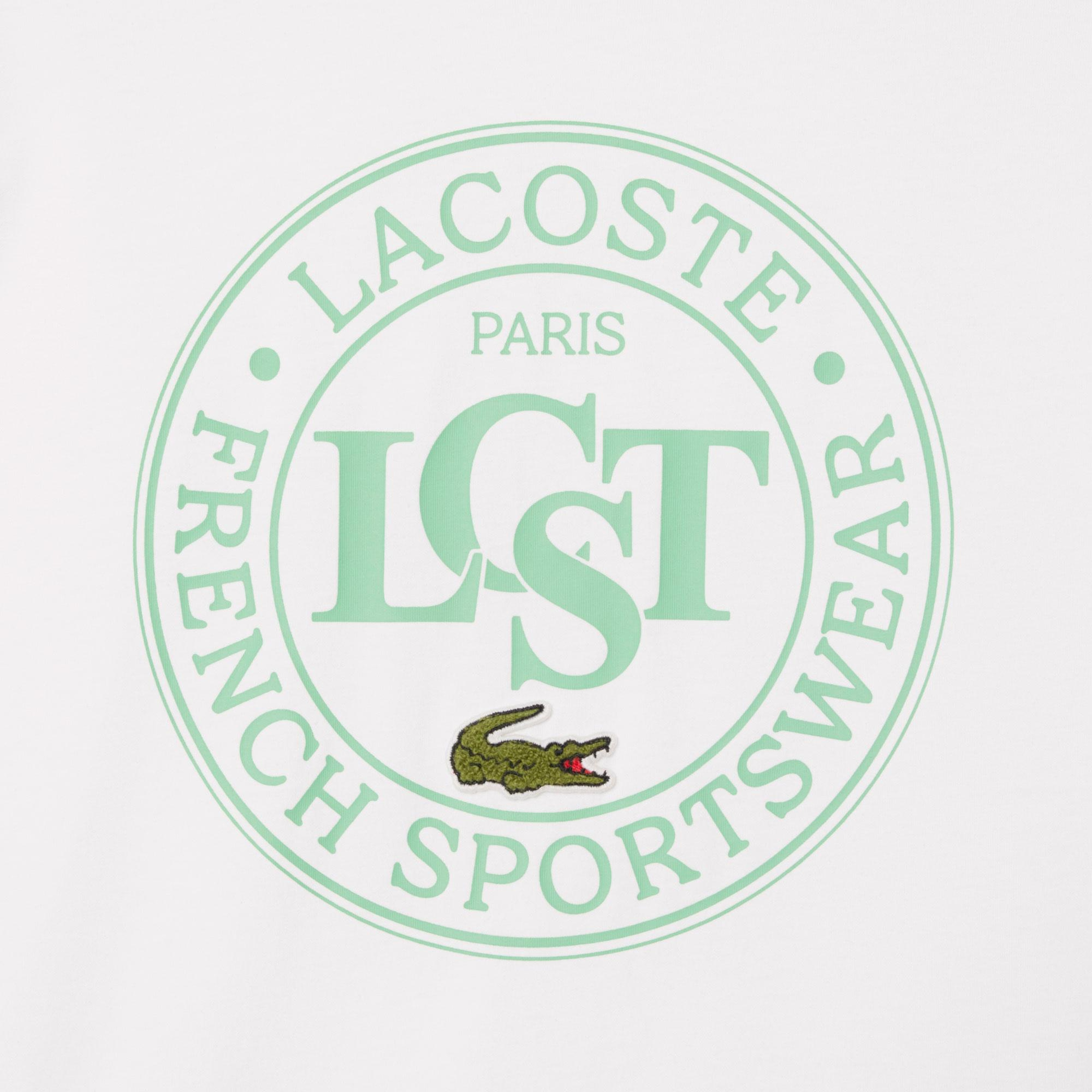 Lacoste Çocuk Bisiklet Yaka Baskılı Beyaz T-Shirt