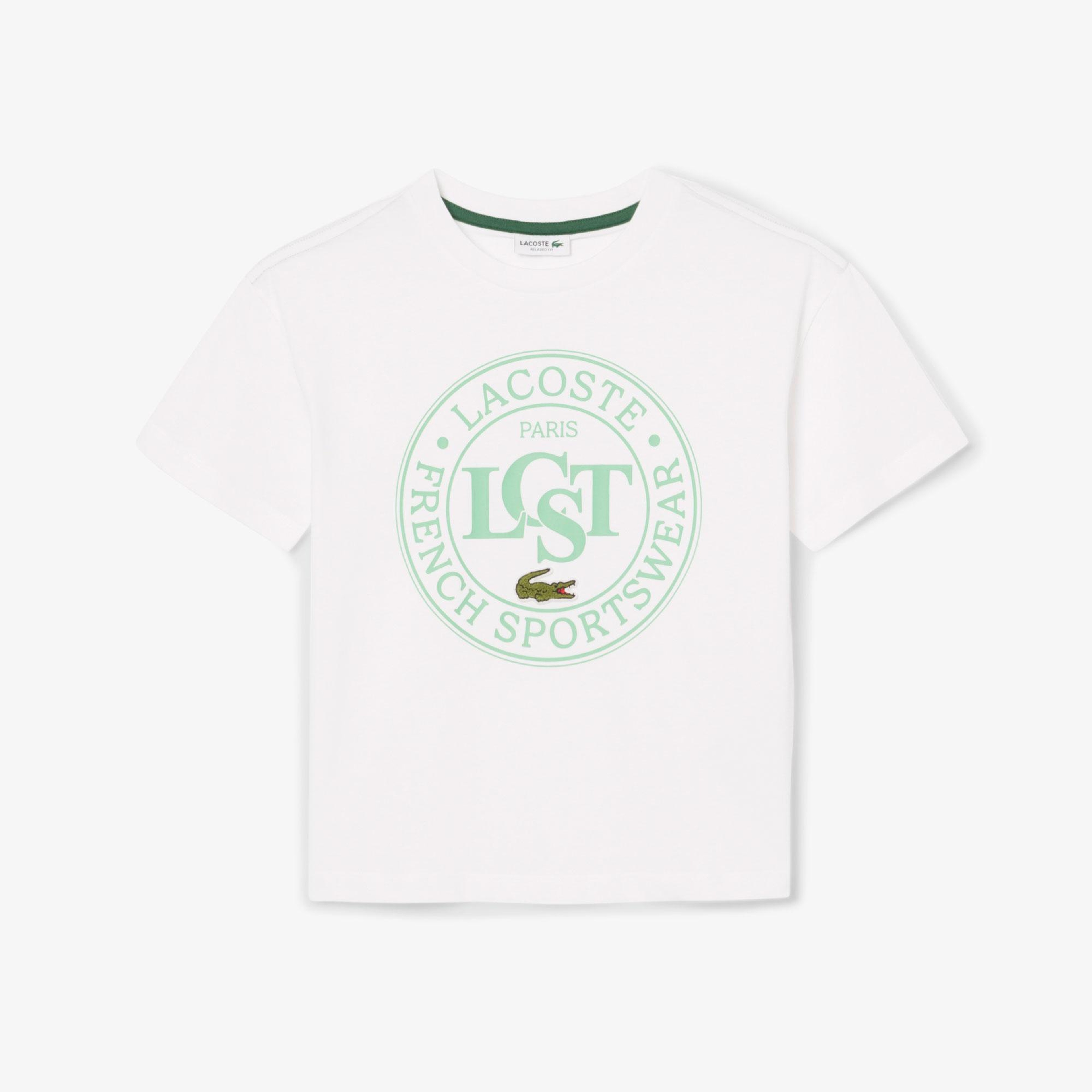 Lacoste Çocuk Bisiklet Yaka Baskılı Beyaz T-Shirt
