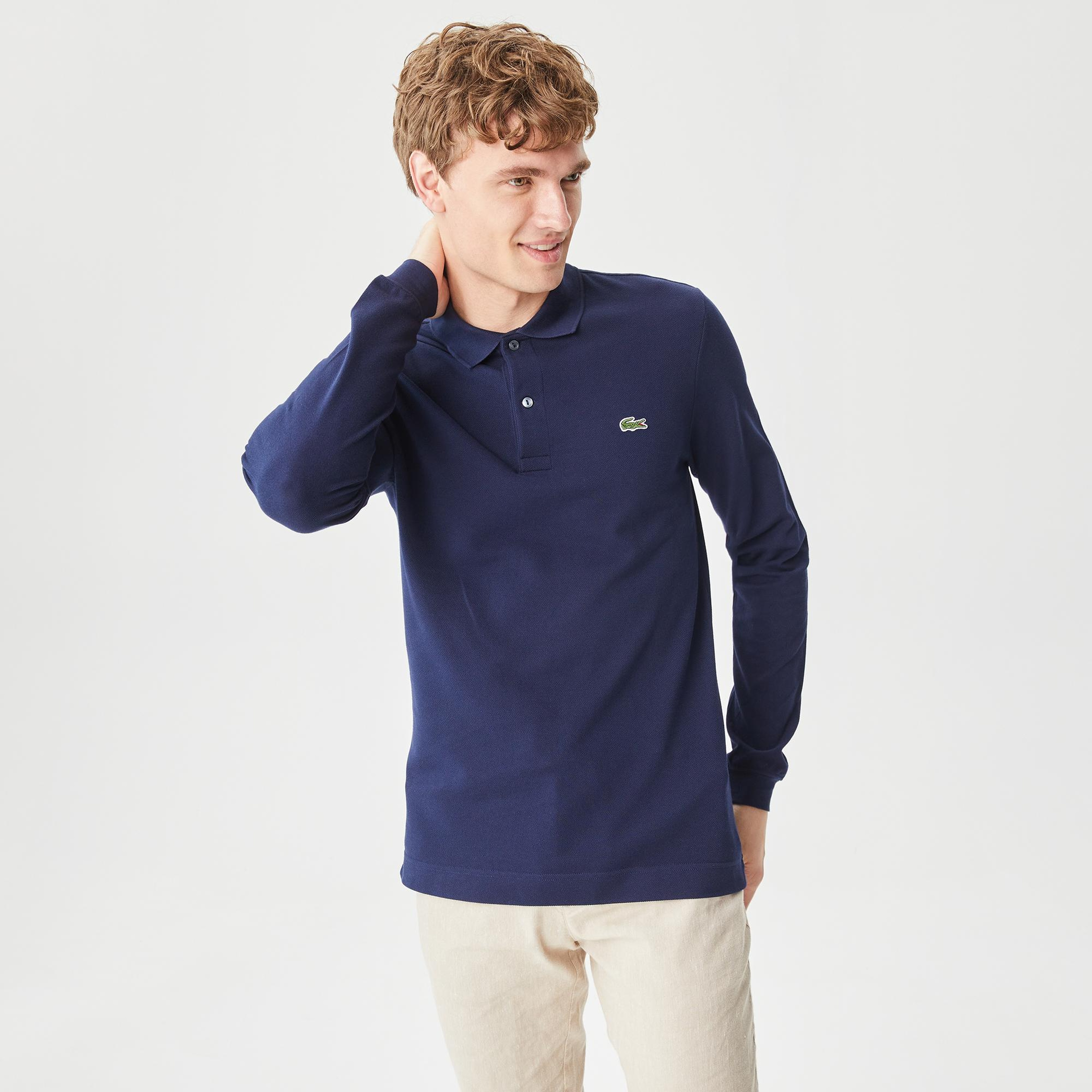 Lacoste L.12.12 Erkek Slim Fit Uzun Kollu Lacivert Polo