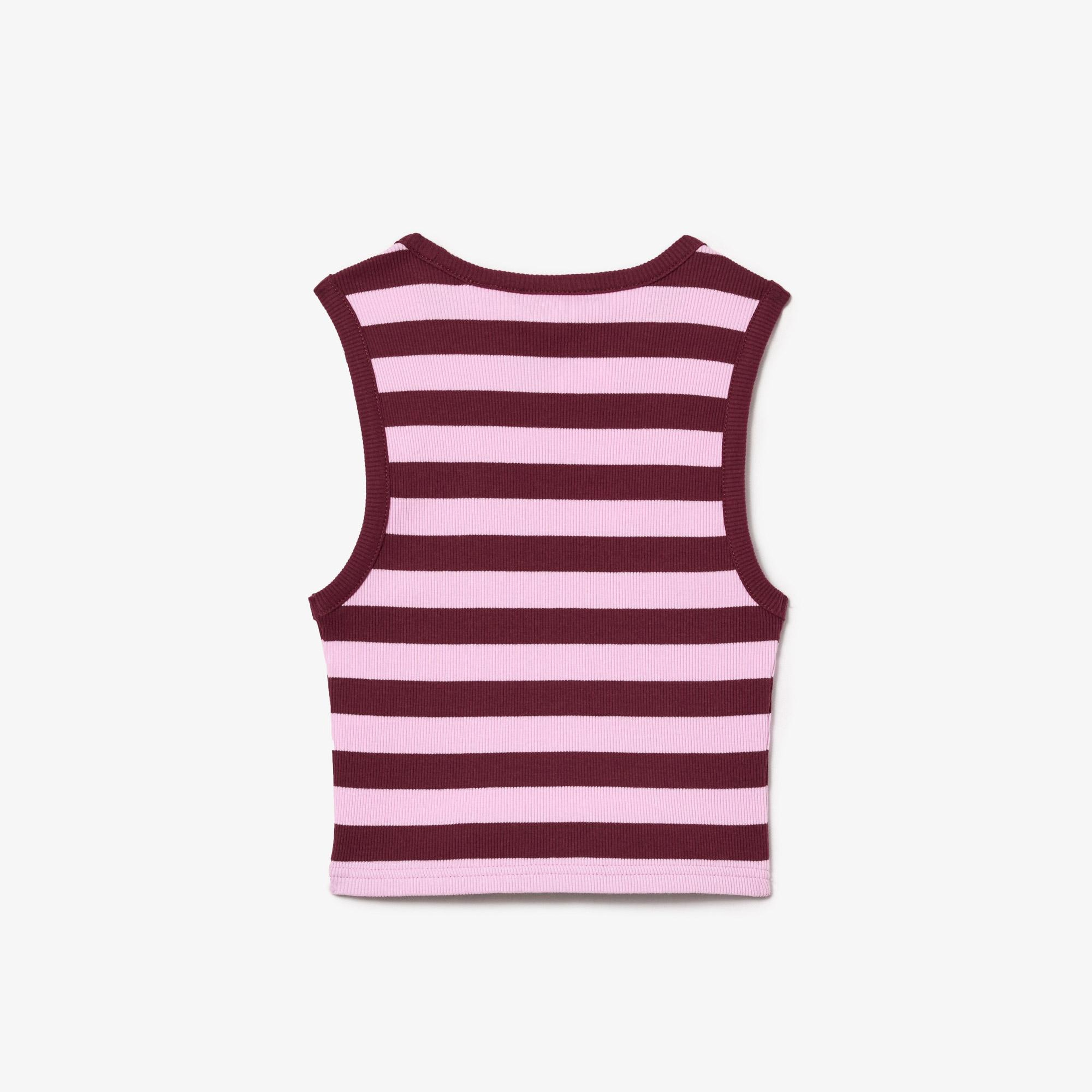 Lacoste Çocuk Kolsuz Bisiklet Yaka Çizgili Pembe T-Shirt