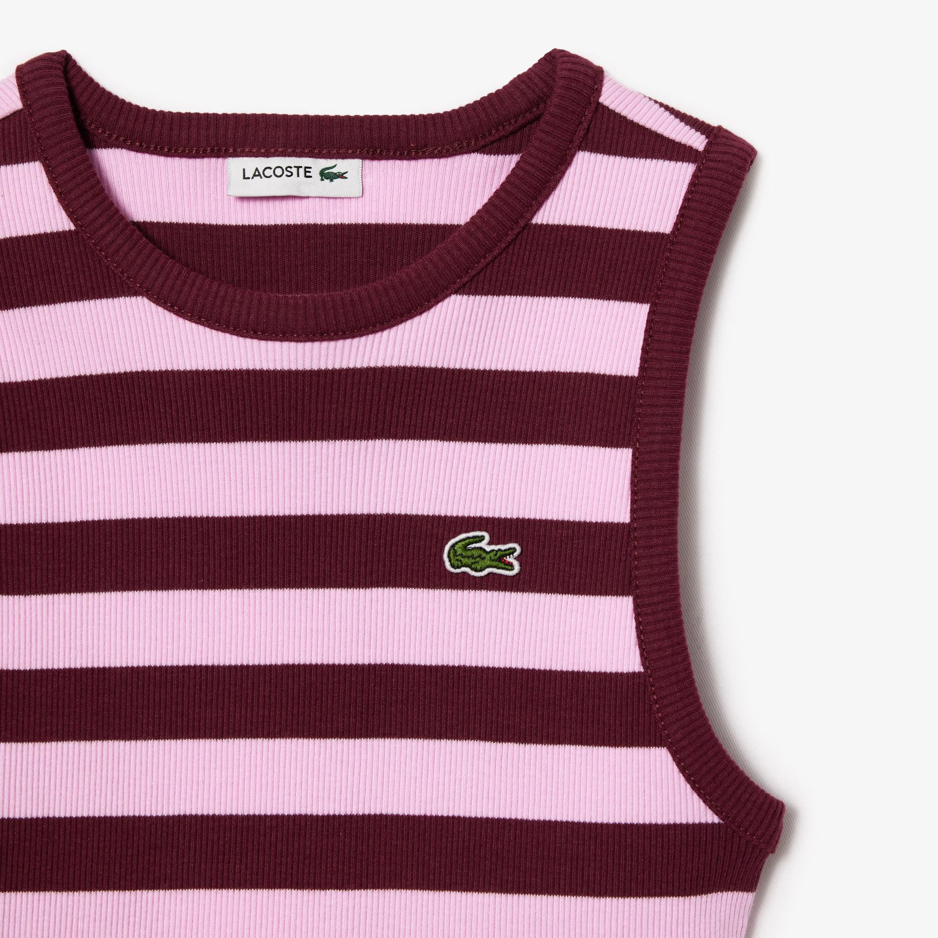 Lacoste Çocuk Kolsuz Bisiklet Yaka Çizgili Pembe T-Shirt