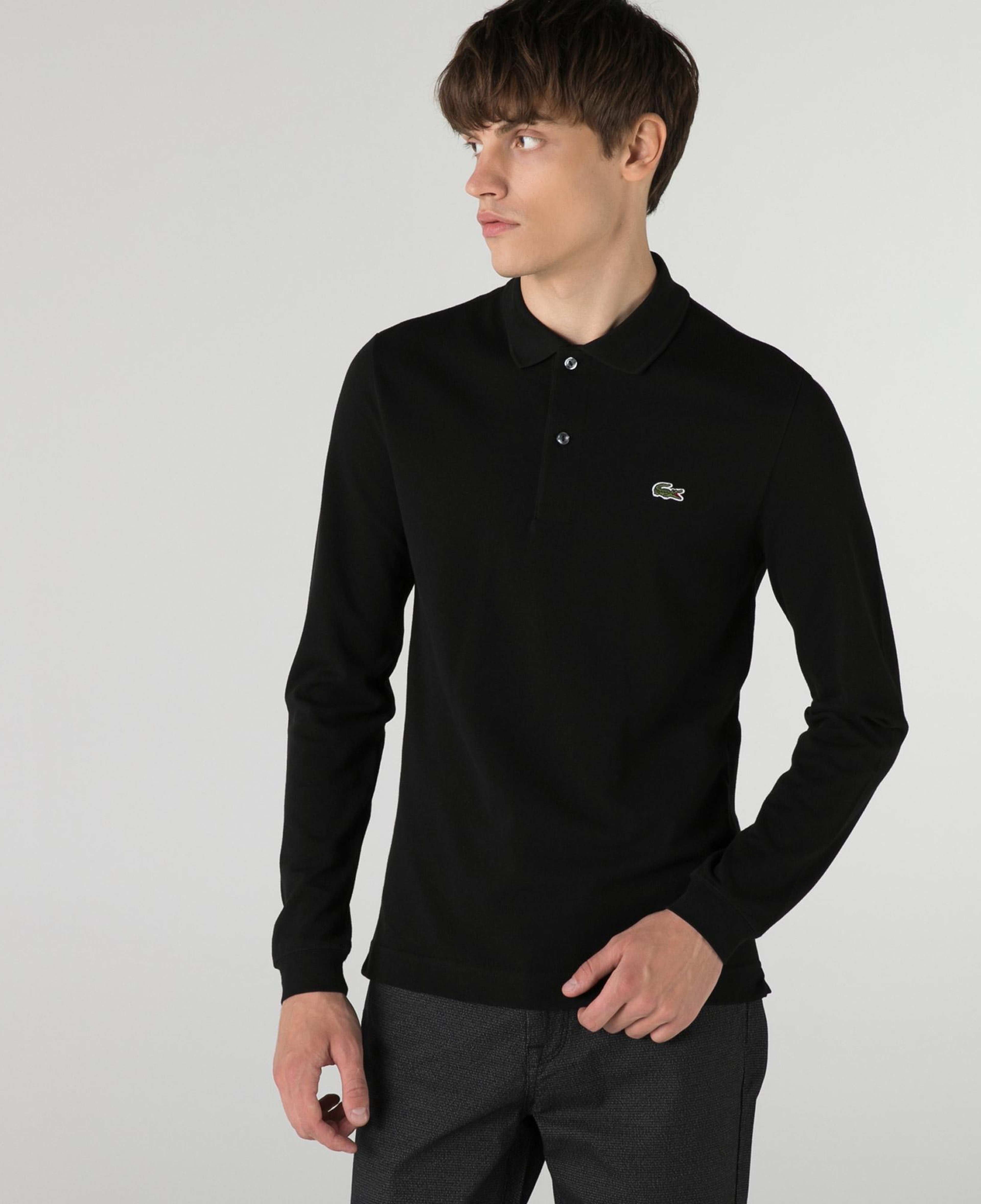 Lacoste L.12.12 Erkek Slim Fit Uzun Kollu Siyah Polo