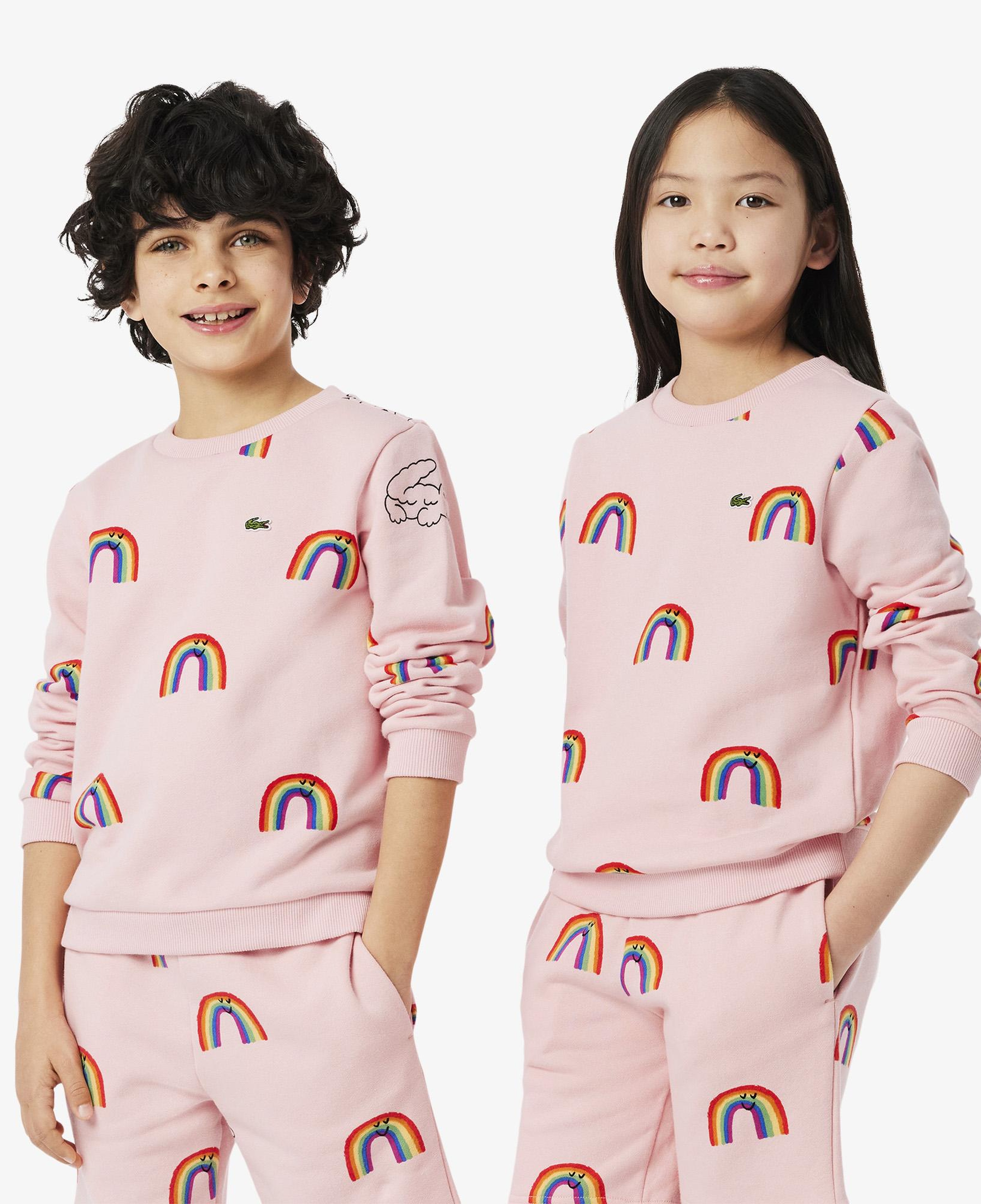 Lacoste Çocuk Bisiklet Yaka Desenli Pembe Sweatshirt