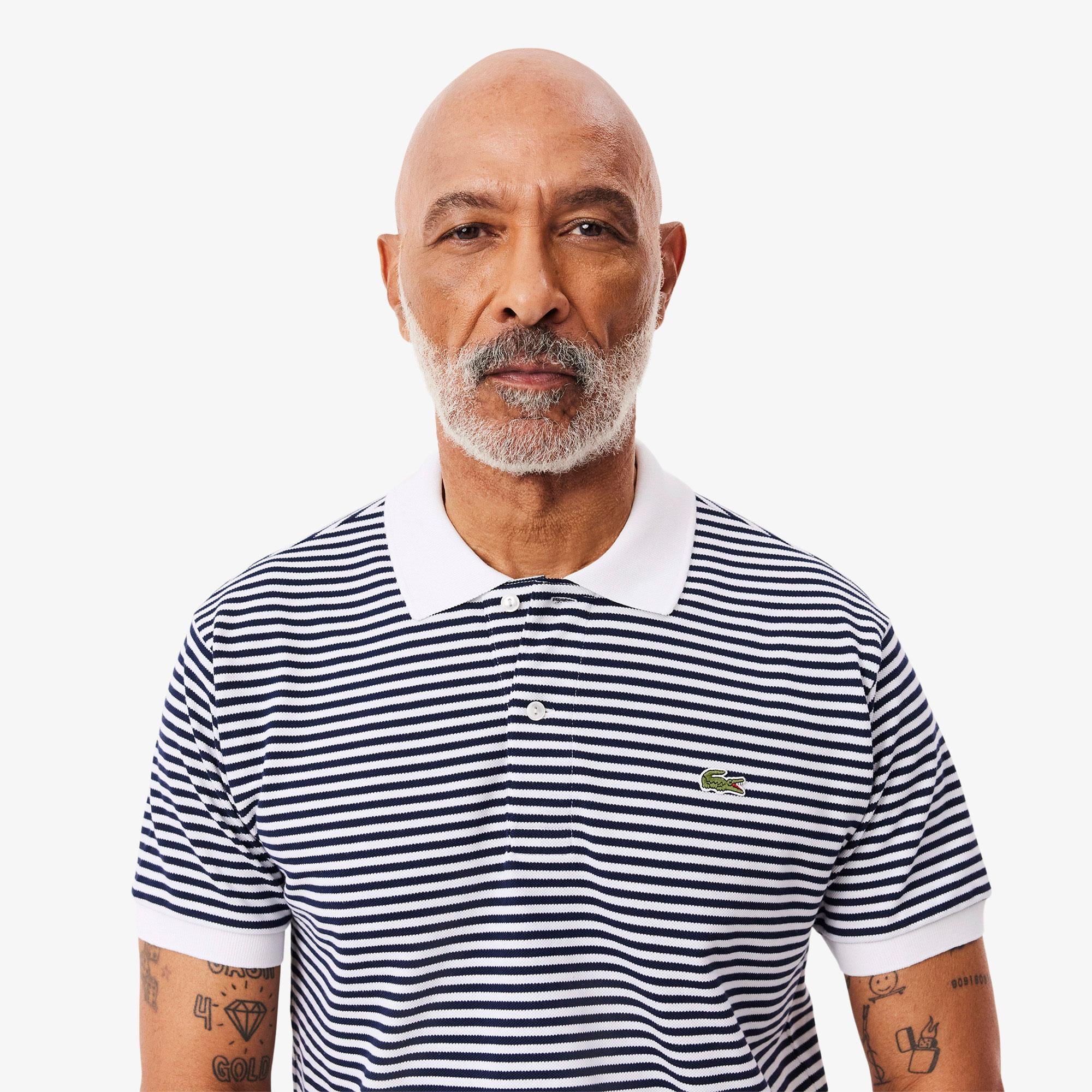 Lacoste L.12.12 Erkek Classic Fit Çizgili Beyaz Polo