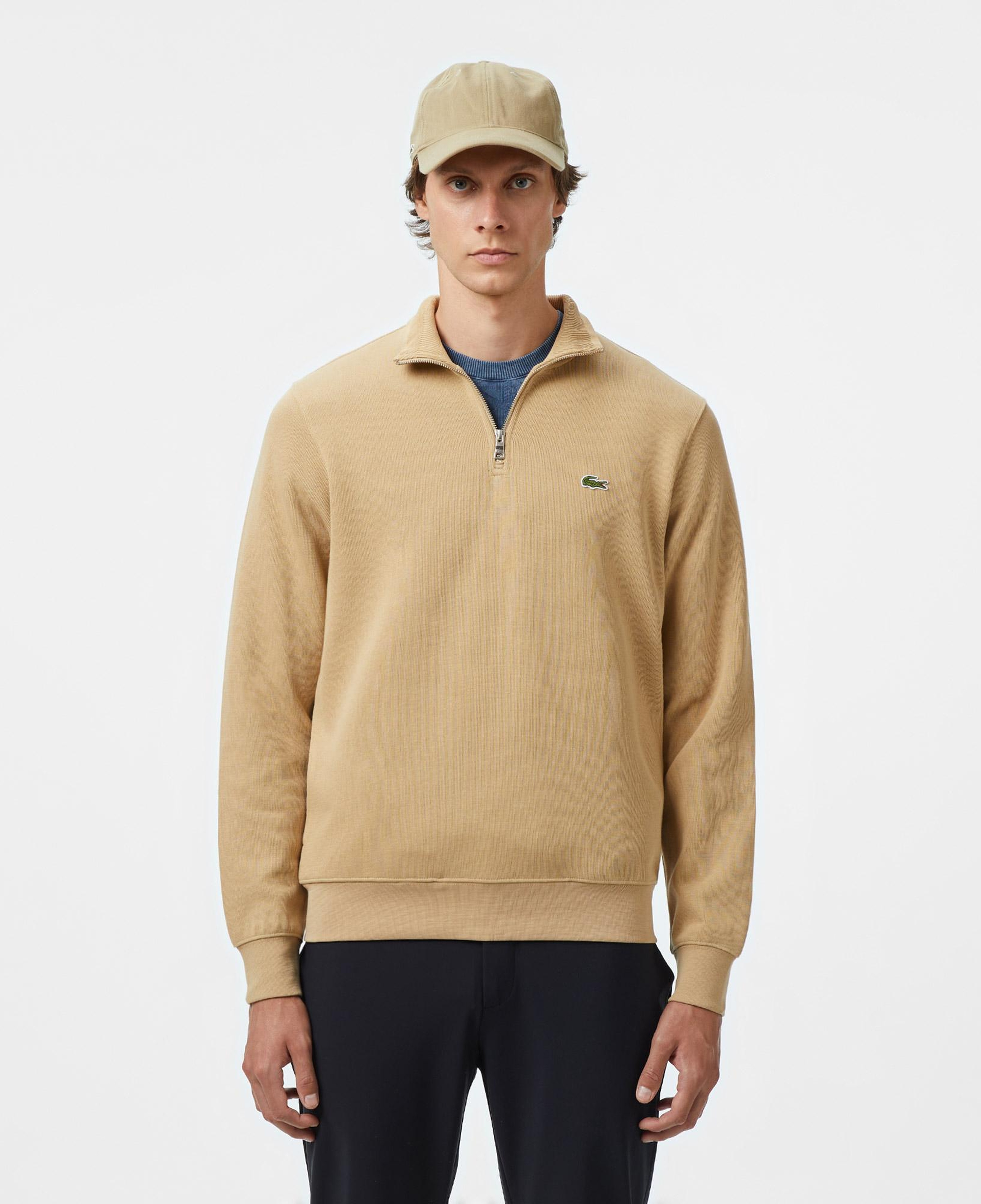 Lacoste Erkek Classic Fit Yarım Fermuarlı Bej Sweatshirt