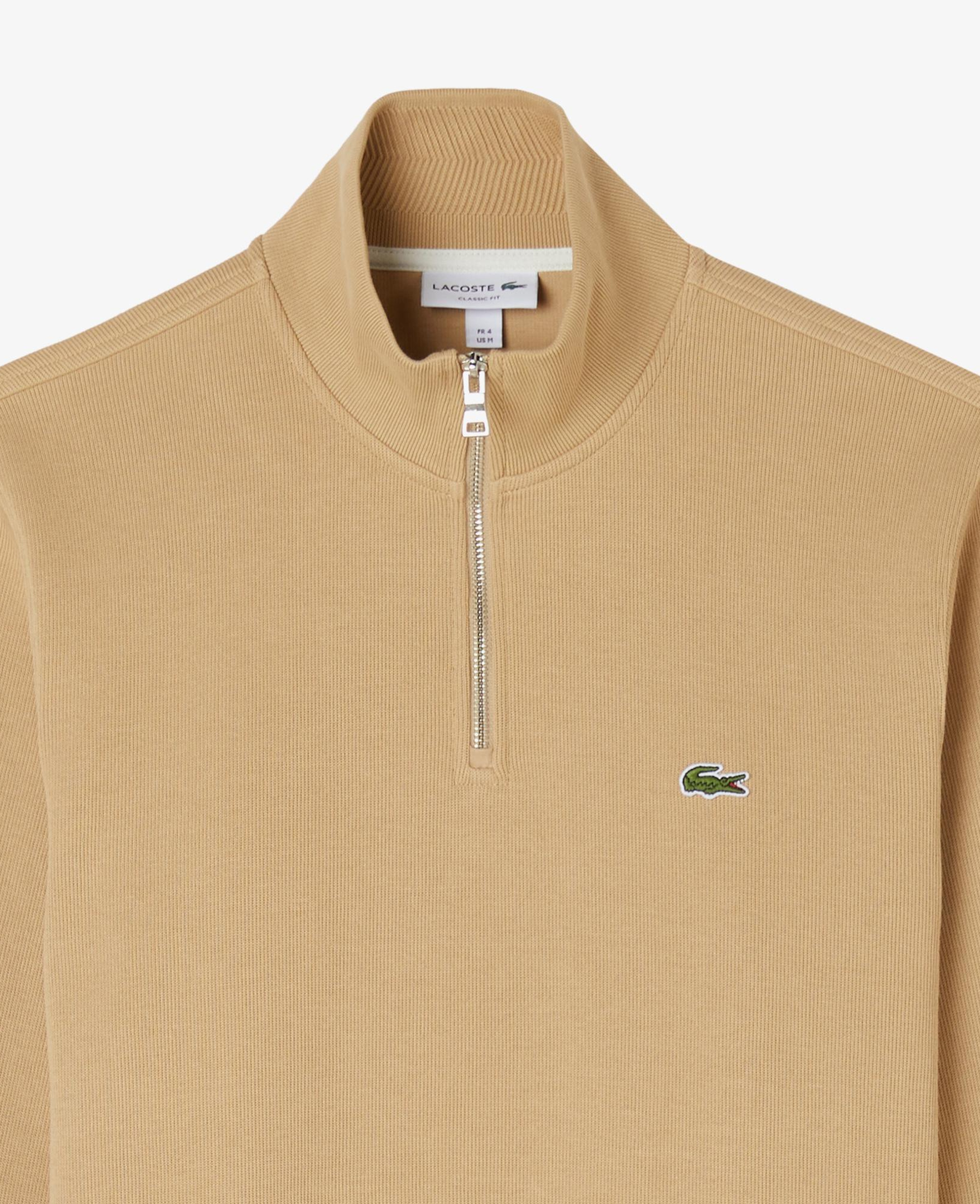 Lacoste Erkek Classic Fit Yarım Fermuarlı Bej Sweatshirt