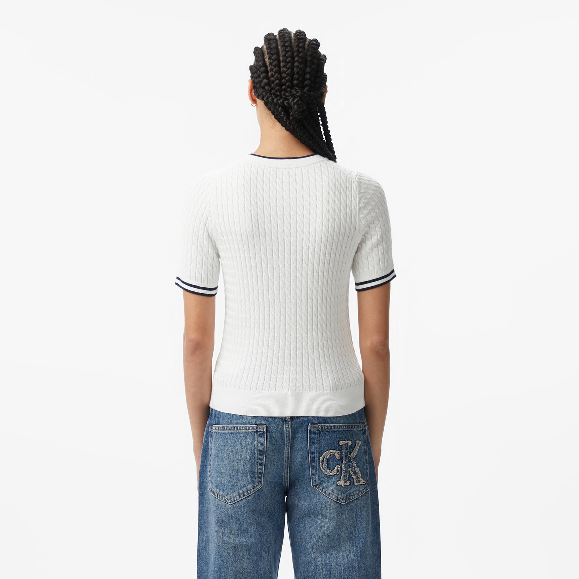 Tommy Hilfiger Cable Fine Kadın Beyaz Triko