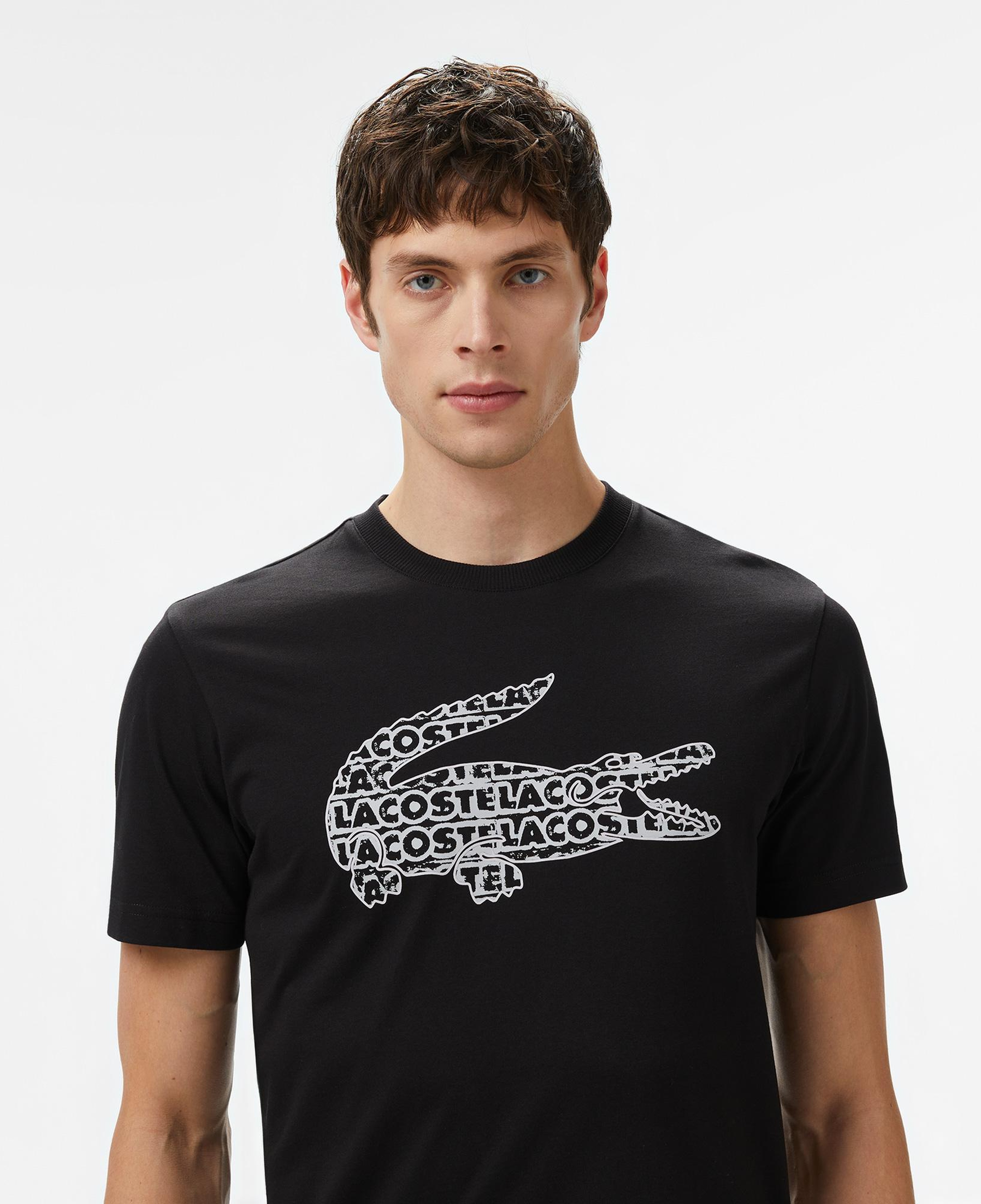 Lacoste Erkek Regular Fit Bisiklet Yaka Baskılı Siyah T-Shirt