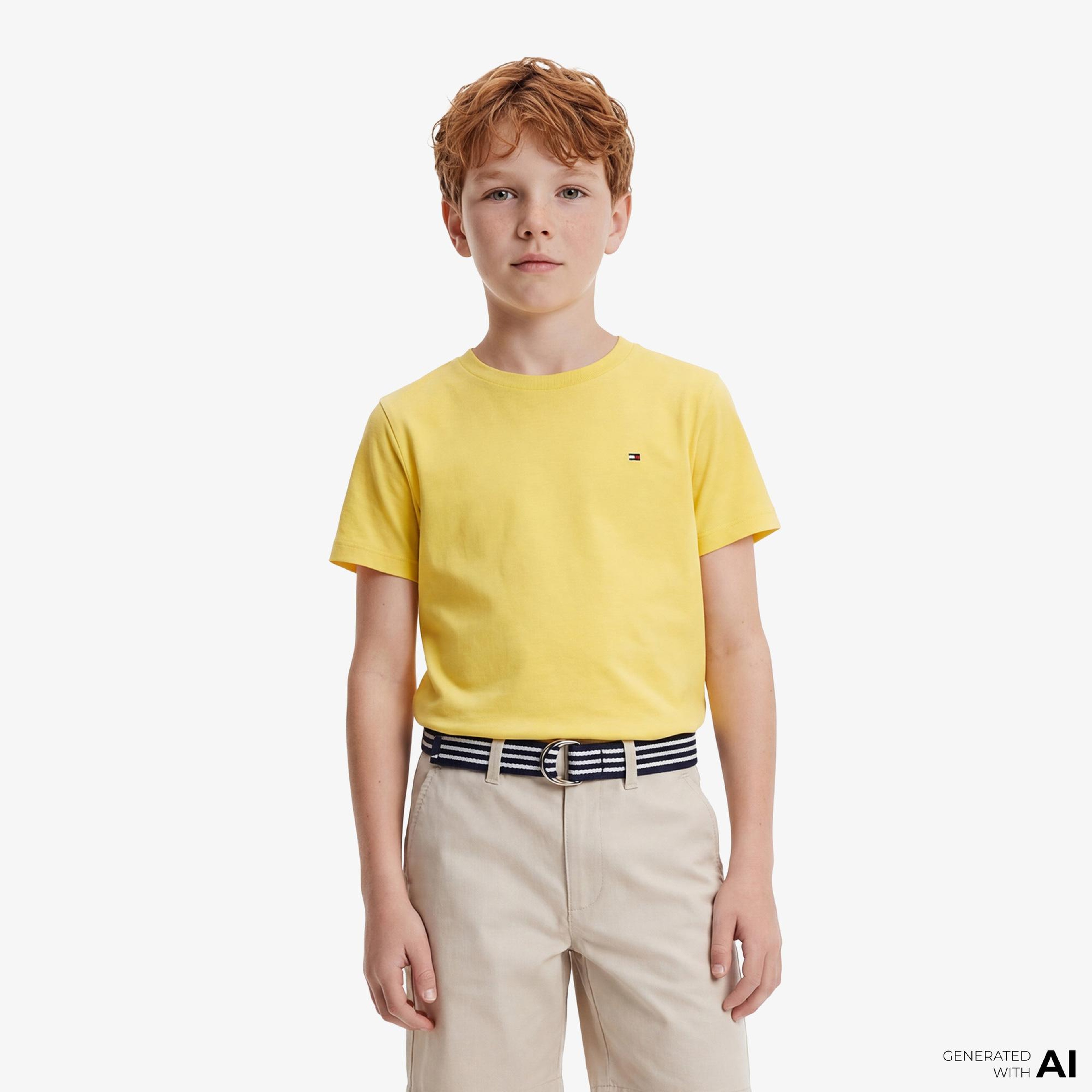 Tommy Hilfiger Essentials Çocuk Sarı Crop T-Shirt