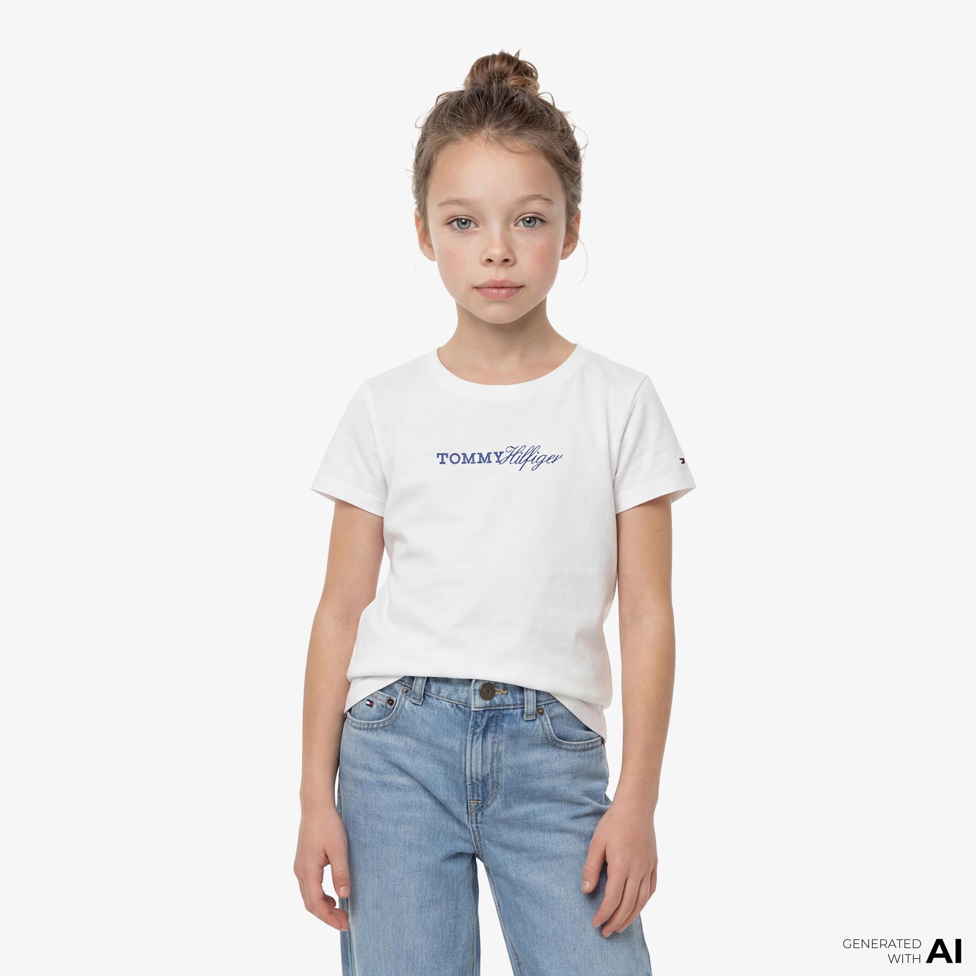 Tommy Hilfiger Script Çocuk Beyaz T-Shirt