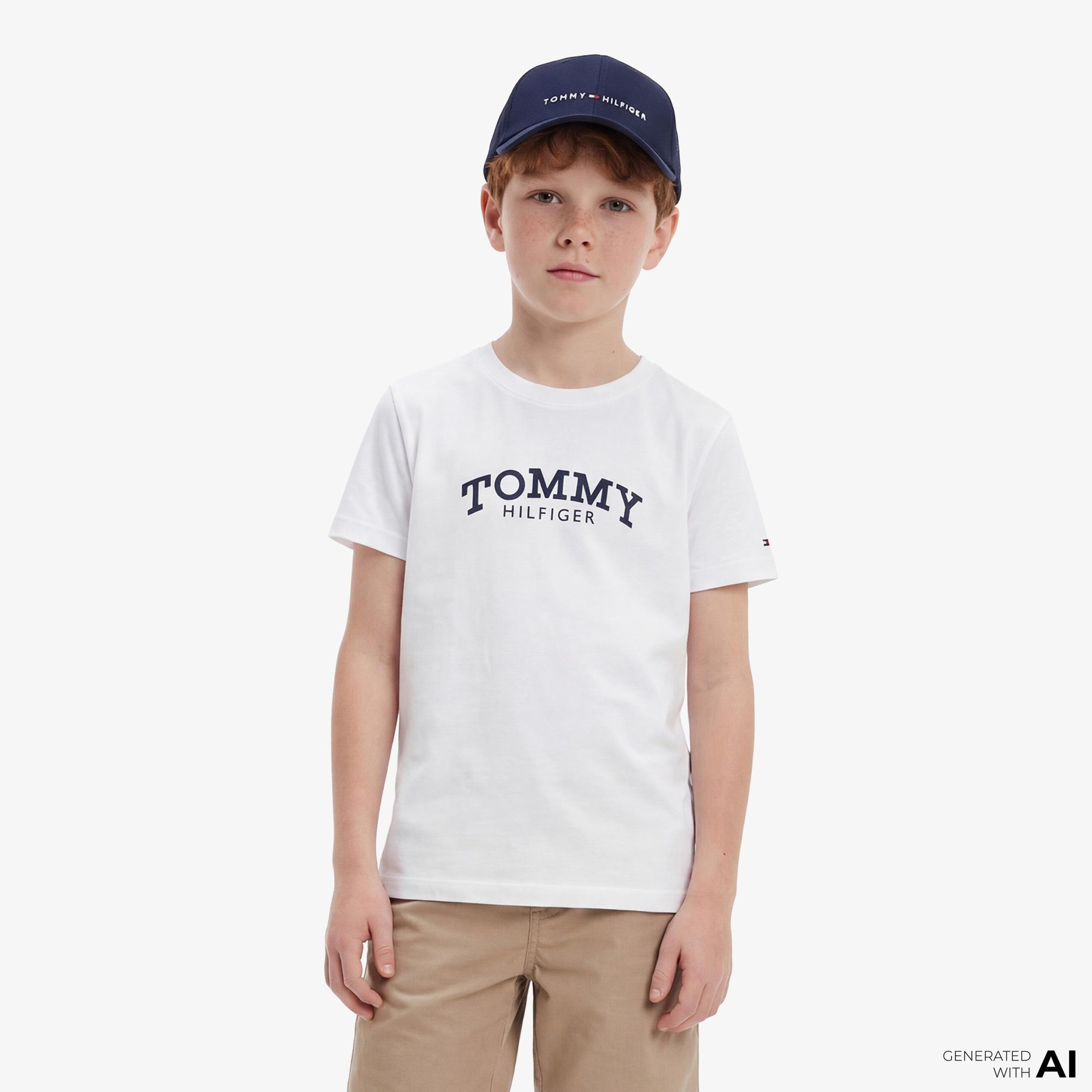 Tommy Hilfiger Monotype Çocuk Beyaz T-Shirt
