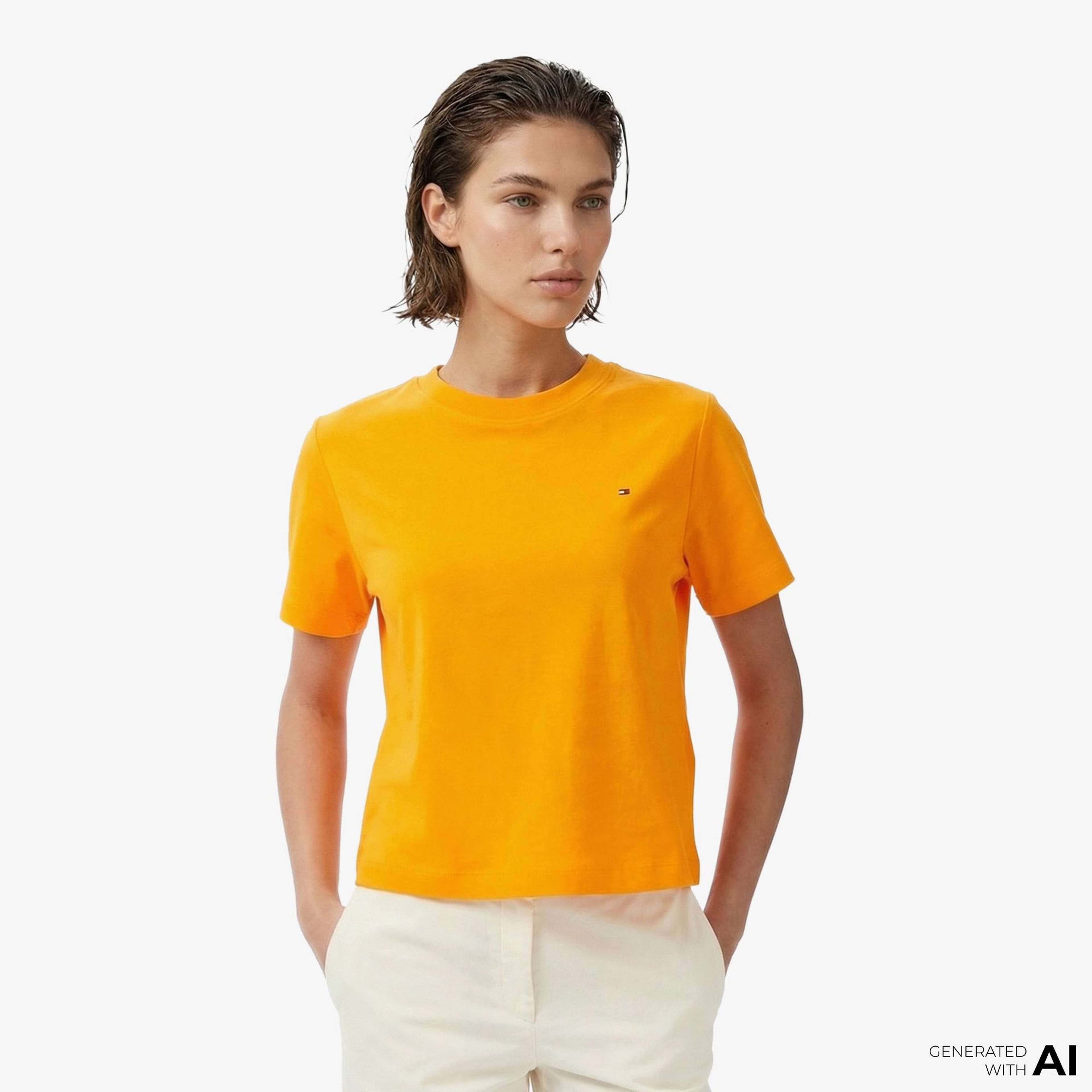 Tommy Hilfiger Interlock Ess Kadın Turuncu T-Shirt