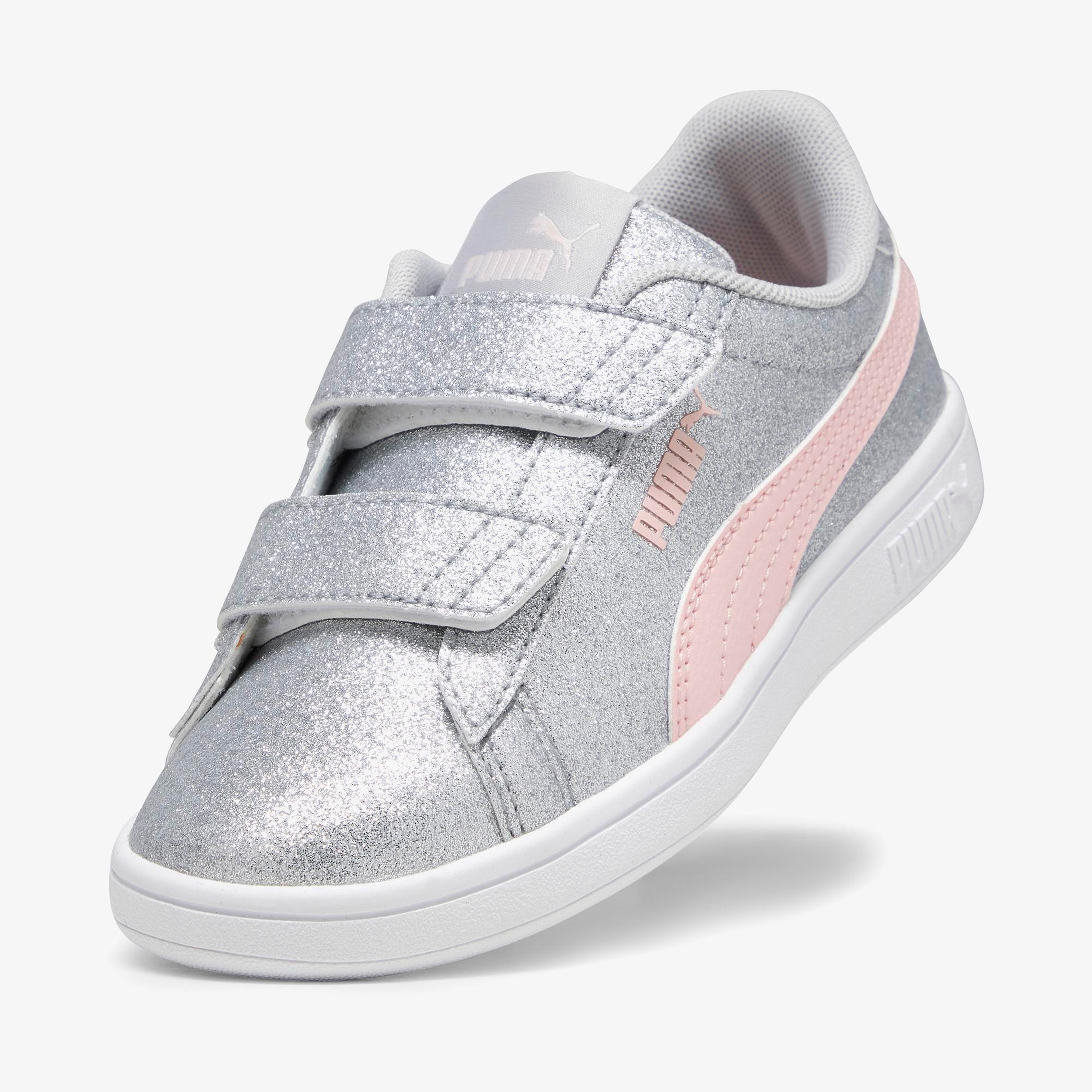 Puma Smash 3.0 Gliz Glam V PS Çocuk Gri Spor Ayakkabı