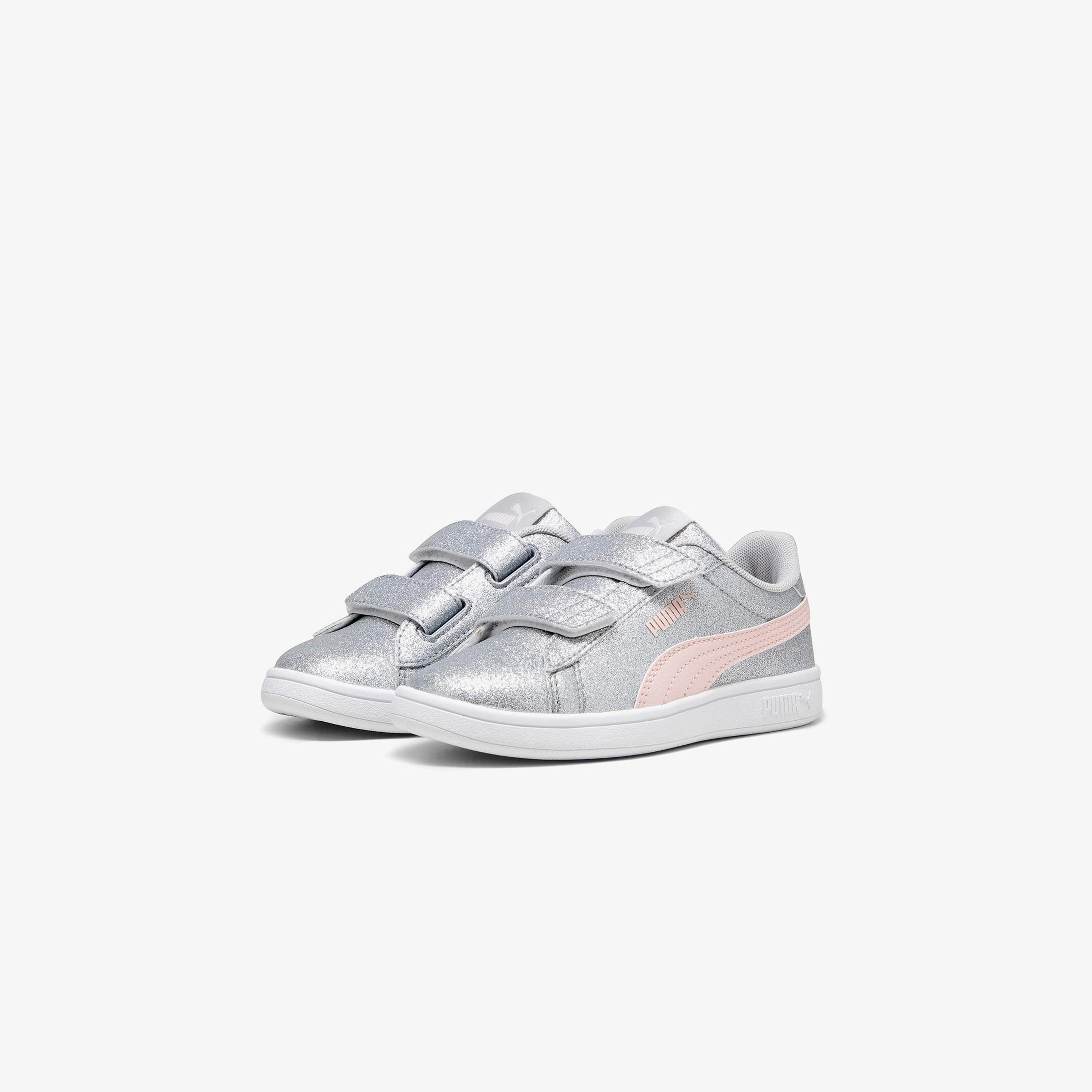 Puma Smash 3.0 Gliz Glam V PS Çocuk Gri Spor Ayakkabı