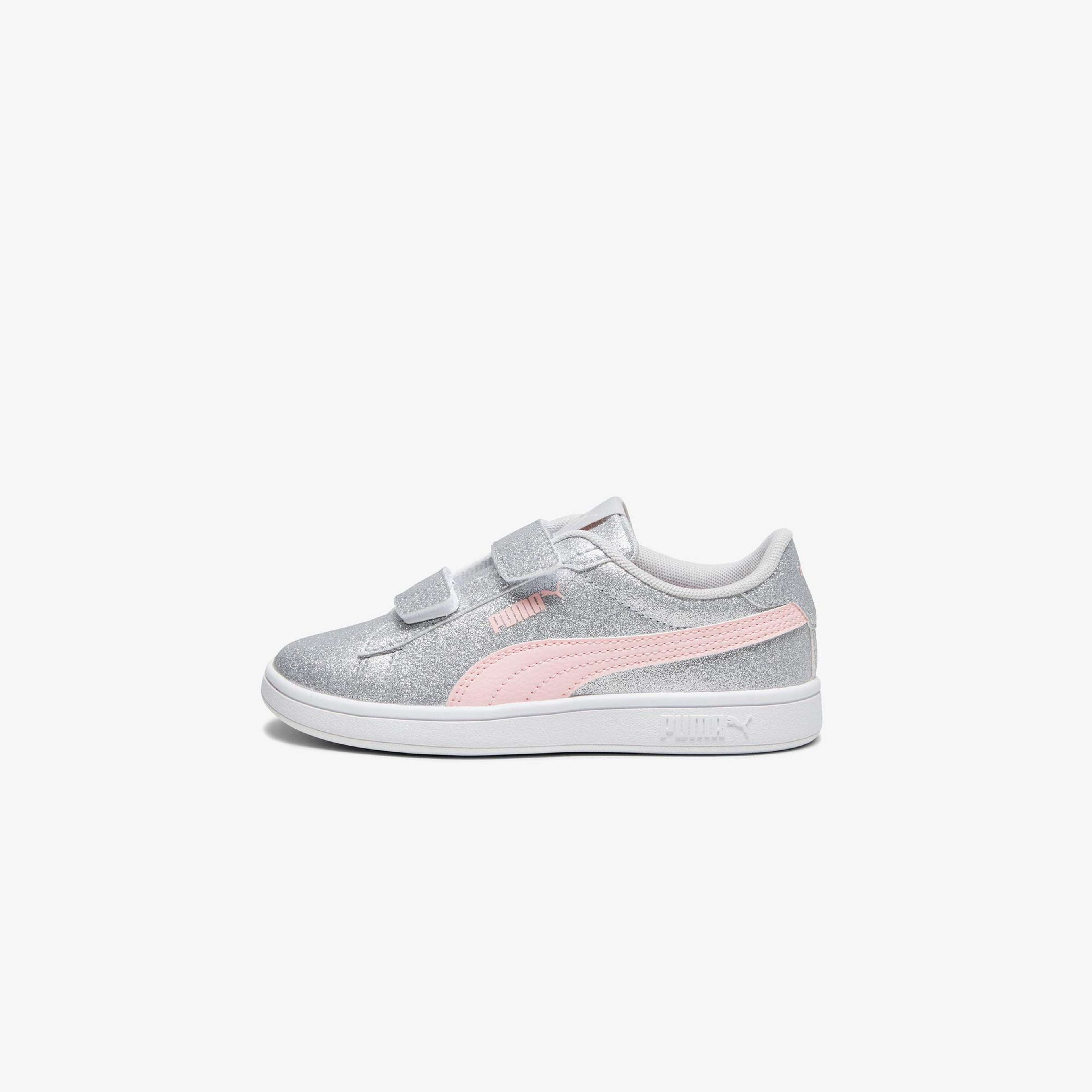 Puma Smash 3.0 Gliz Glam V PS Çocuk Gri Spor Ayakkabı