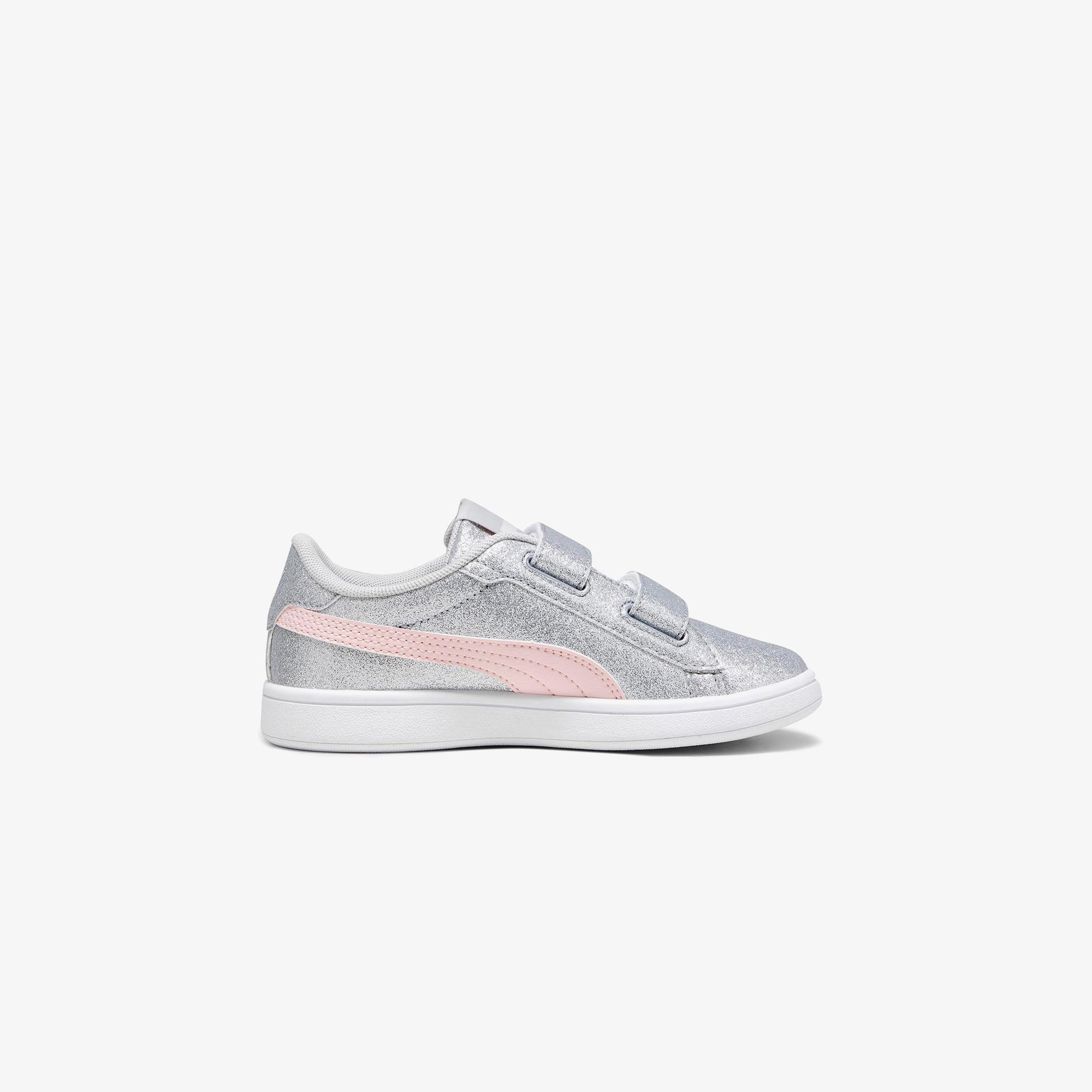 Puma Smash 3.0 Gliz Glam V PS Çocuk Gri Spor Ayakkabı