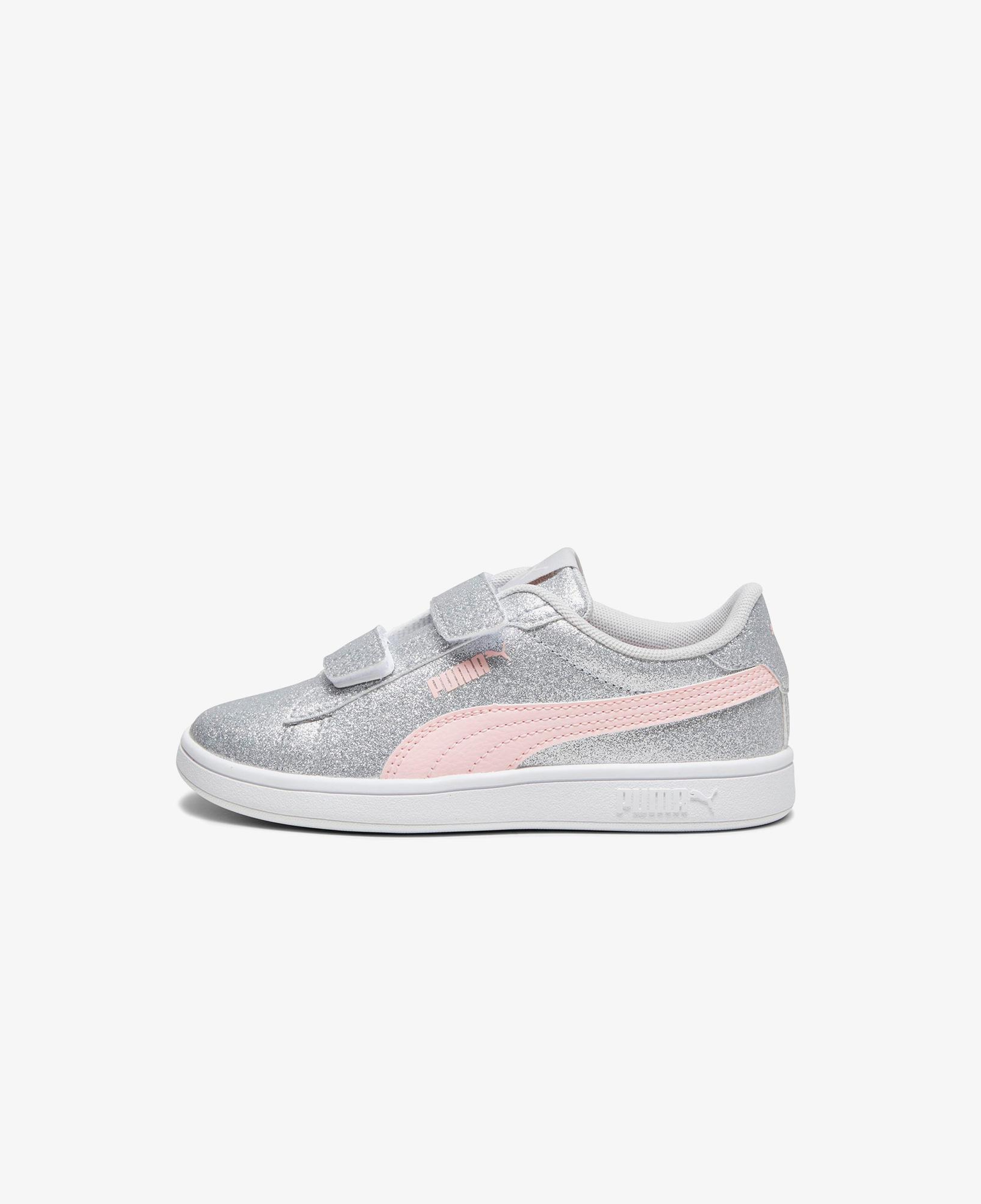 Puma Smash 3.0 Gliz Glam V PS Çocuk Gri Spor Ayakkabı