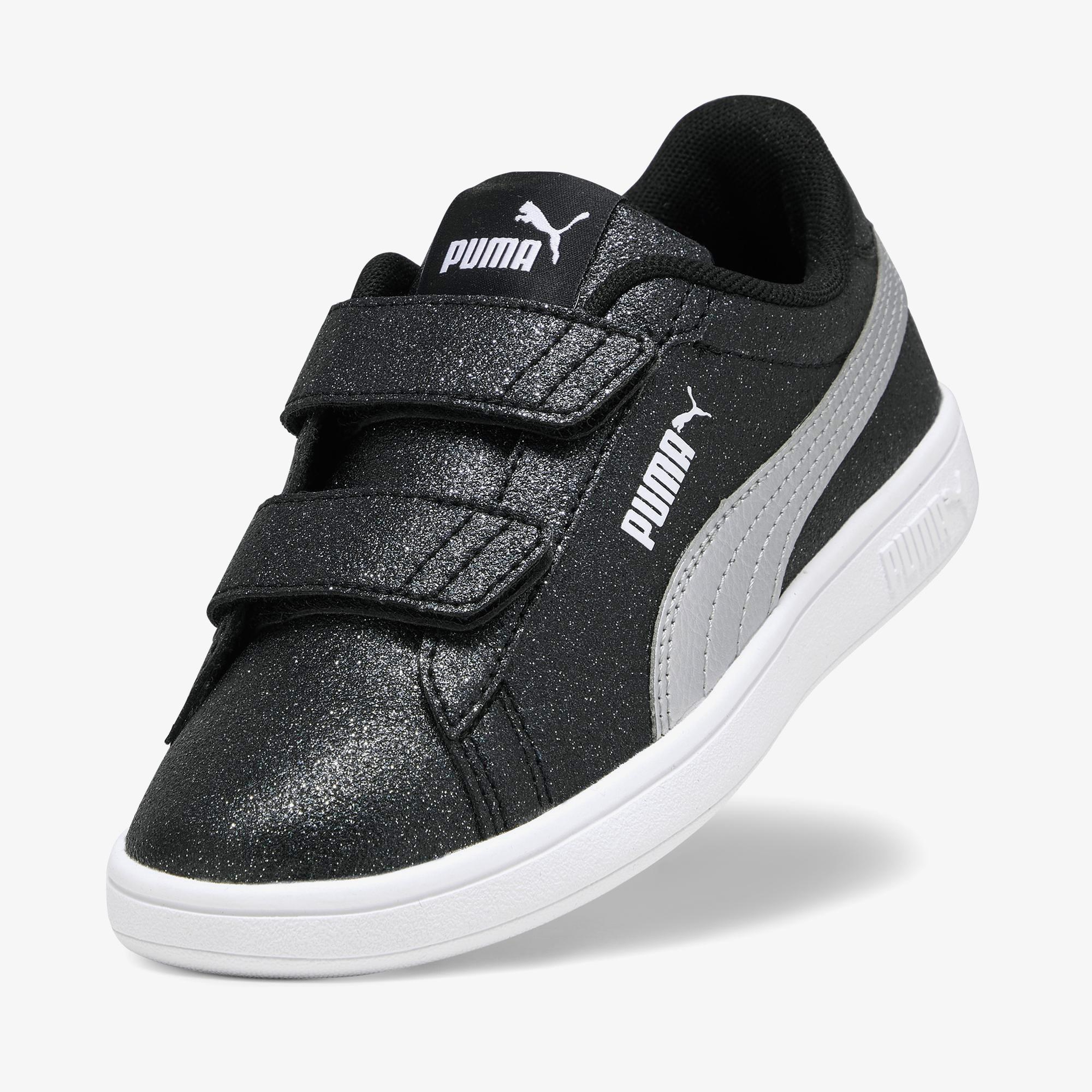 Puma Smash 3.0 Gliz Glam V PS Çocuk Siyah Spor Ayakkabı