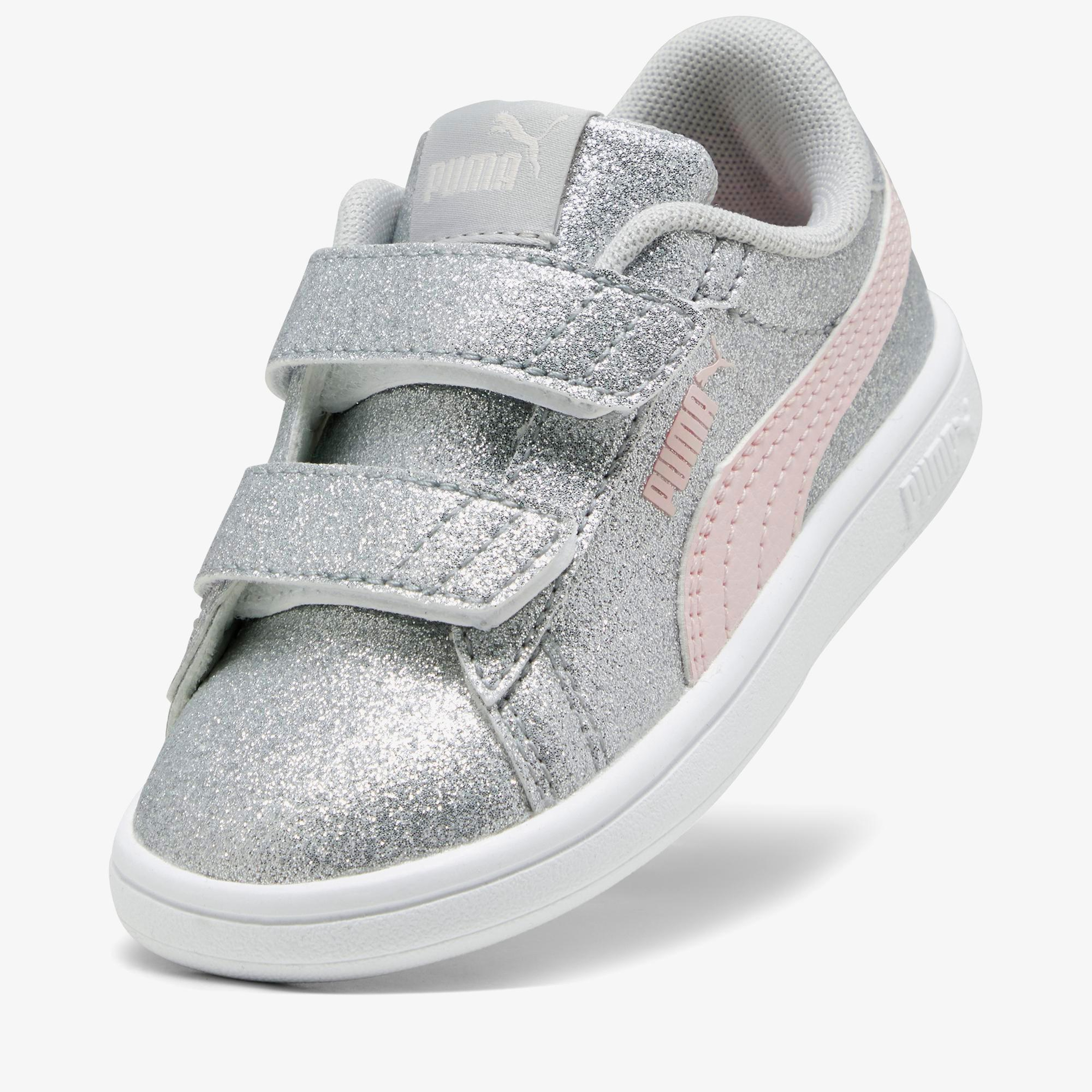Puma Smash 3.0 Glit Glam V In Çocuk Gri Spor Ayakkabı